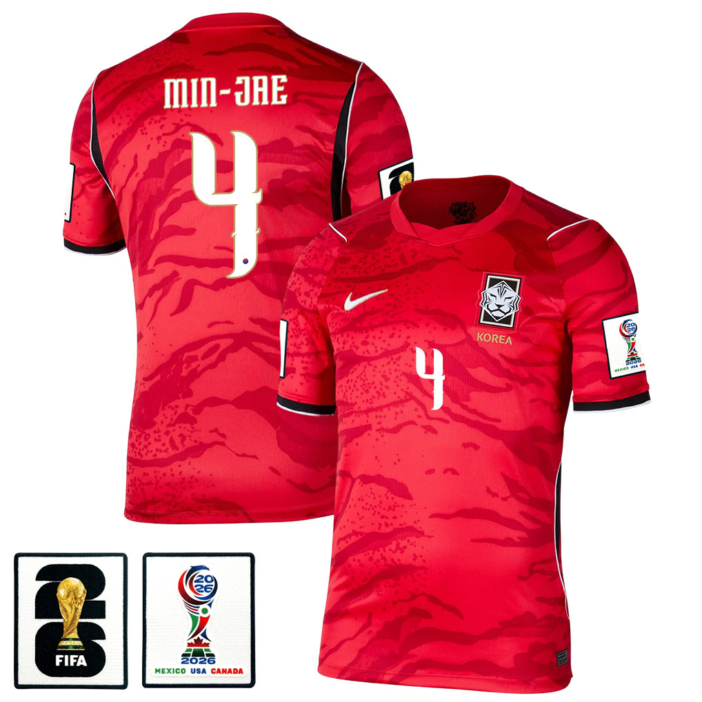 Min-Jae Kim 4 South Korea National Team 2026 x World Cup Patch Home Jersey - Red, Men - Jersey Teams