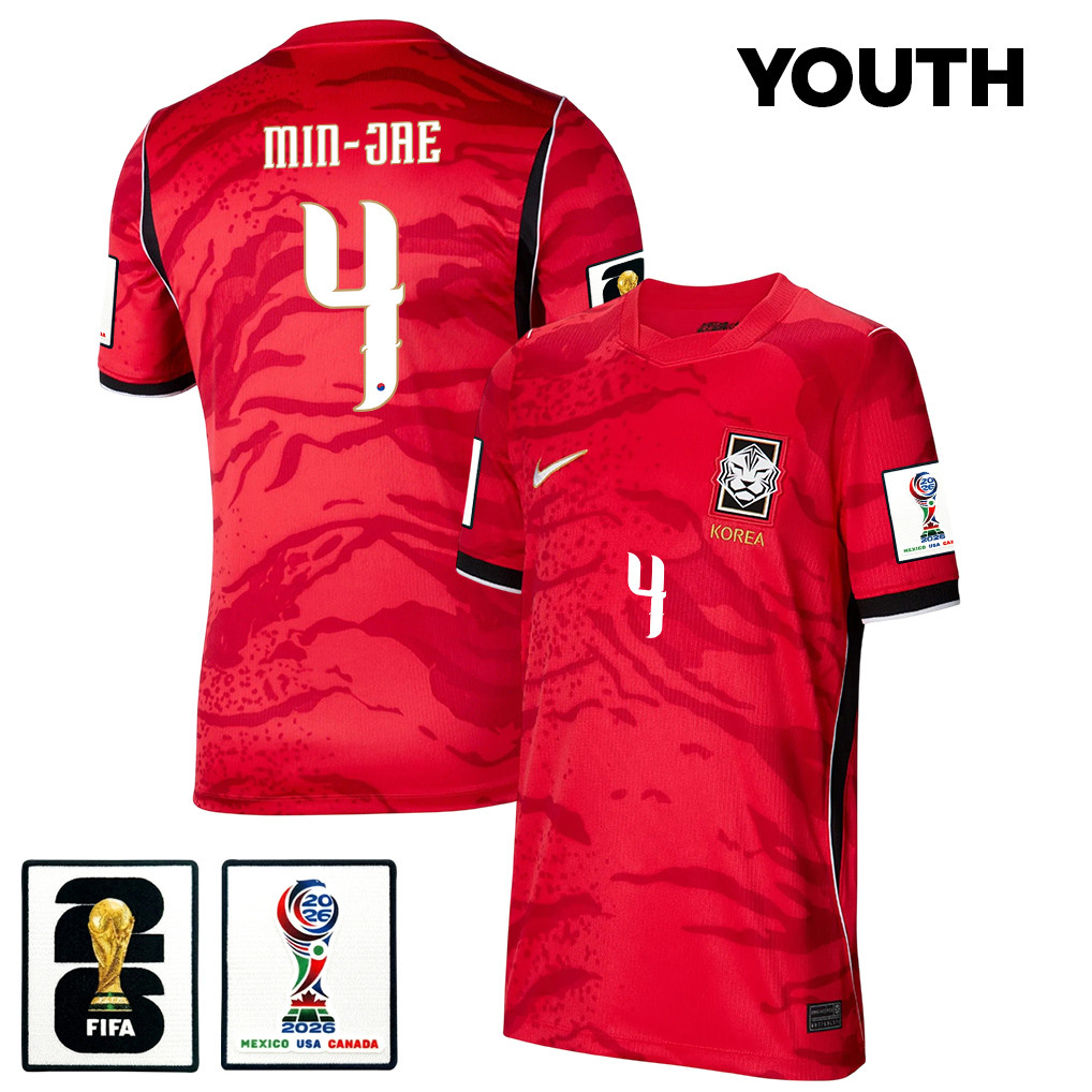 Min-Jae Kim 4 Youth South Korea National Team 2026 Home Jersey - Red - Jersey Teams