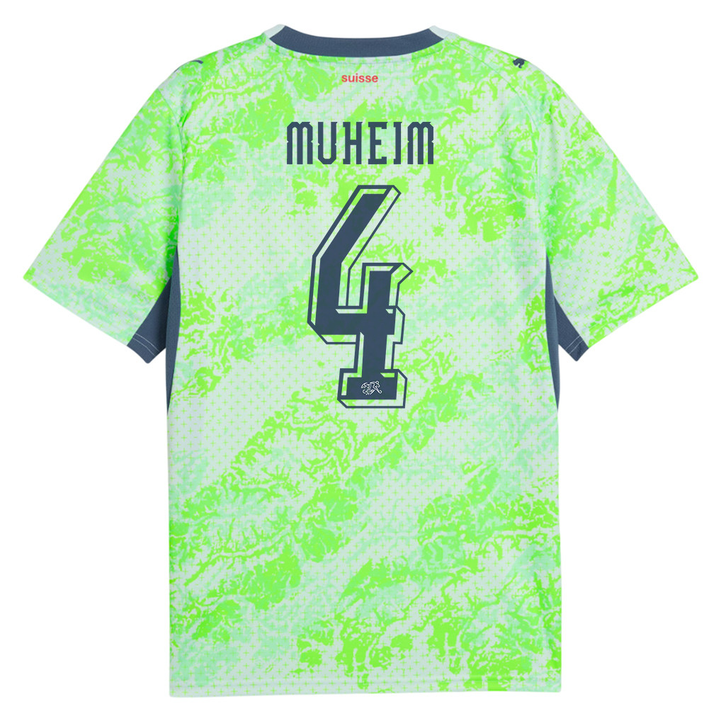Miro Muheim 4 Switzerland National Team 2026 Away Jersey - Men, Green - Jersey Teams