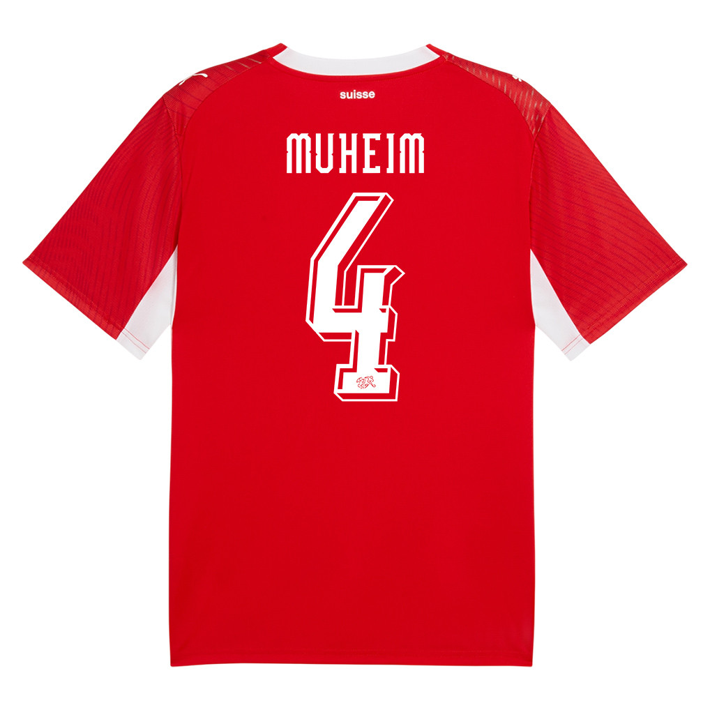 Miro Muheim 4 Switzerland National Team 2026 x World Cup Patch Home Jersey - Red, Men - Jersey Teams