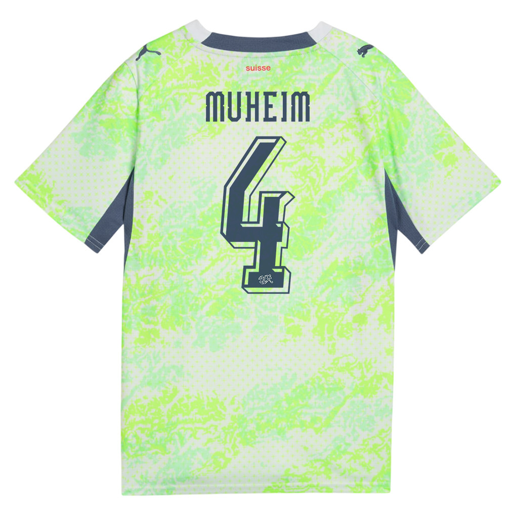 Miro Muheim 4 Youth Switzerland National Team 2026 Away Jersey - Green - Jersey Teams