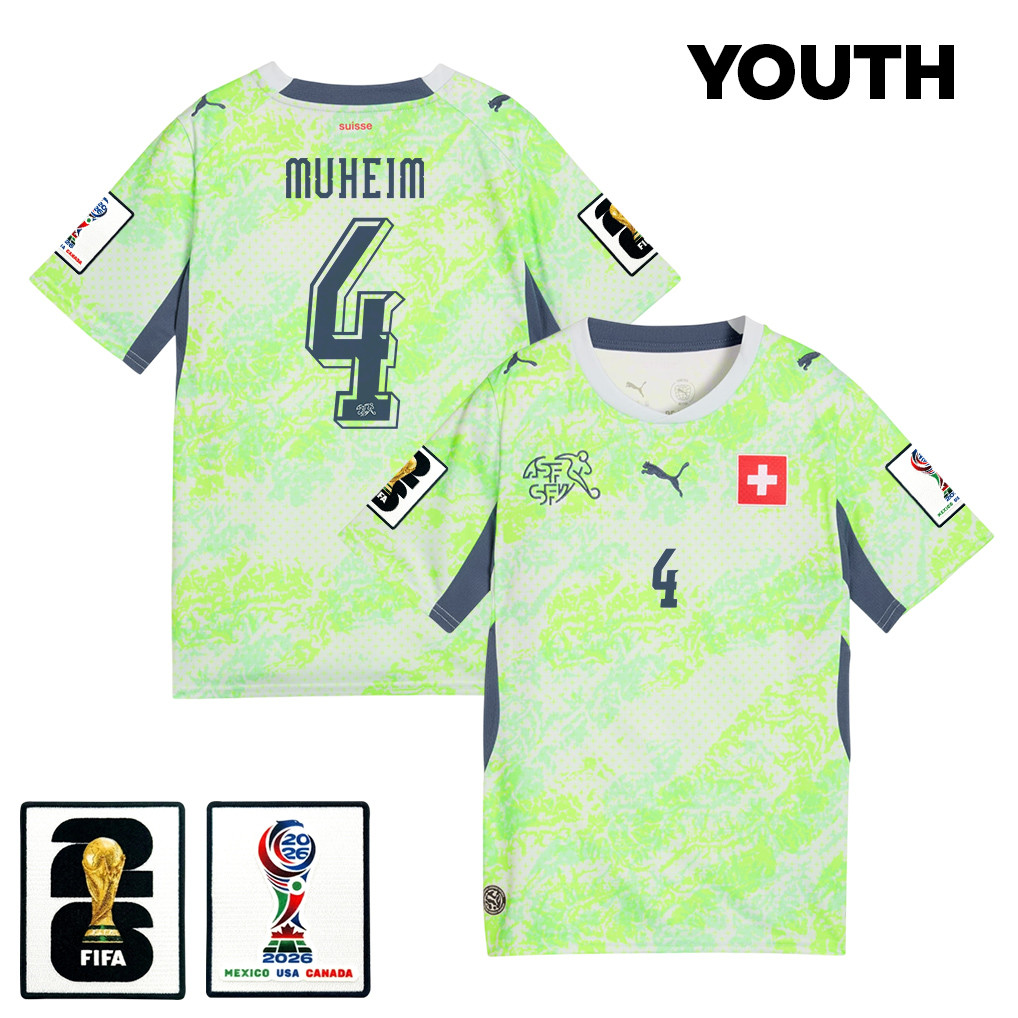 Miro Muheim 4 Youth Switzerland National Team 2026 Away Jersey - Green - Jersey Teams