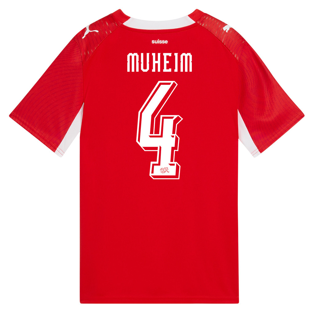 Miro Muheim 4 Youth Switzerland National Team 2026 Home Jersey - Red - Jersey Teams