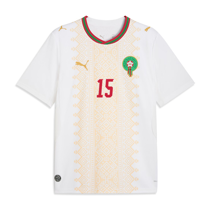 Mohamed Chibi 15 Morocco National Team 2026 Away Jersey - White, Men - Jersey Teams