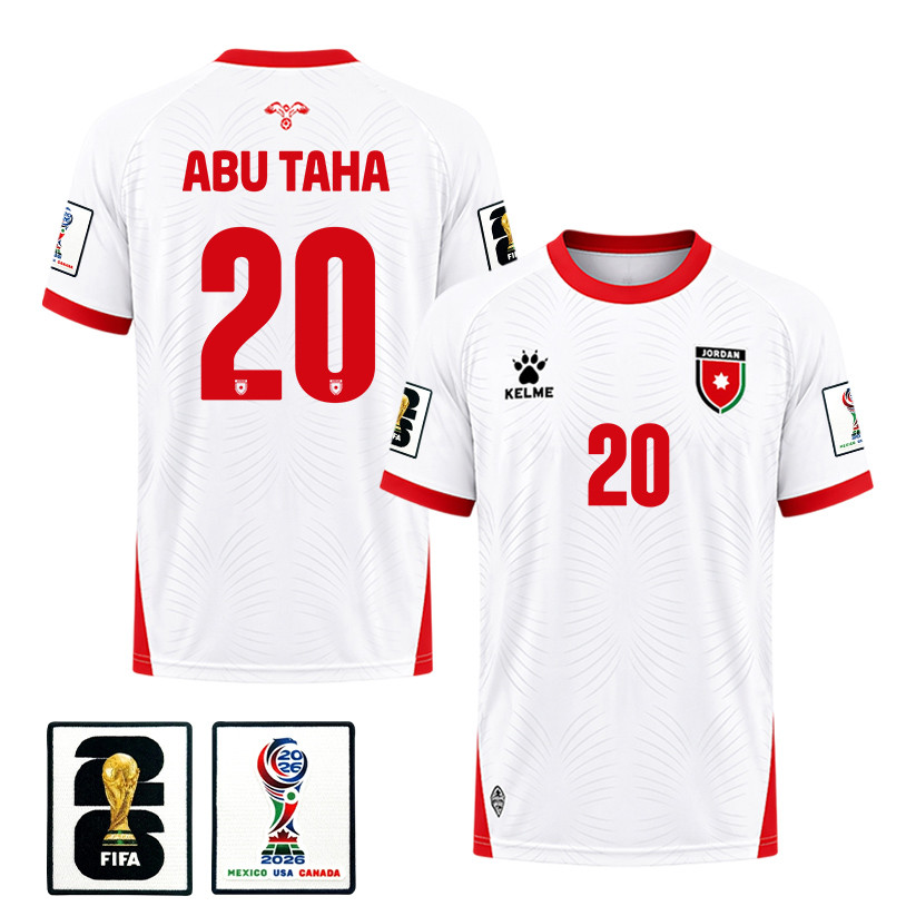 Mohannad Abu Taha 20 Jordan 2026 Home Jersey – White, Men – Jersey Teams