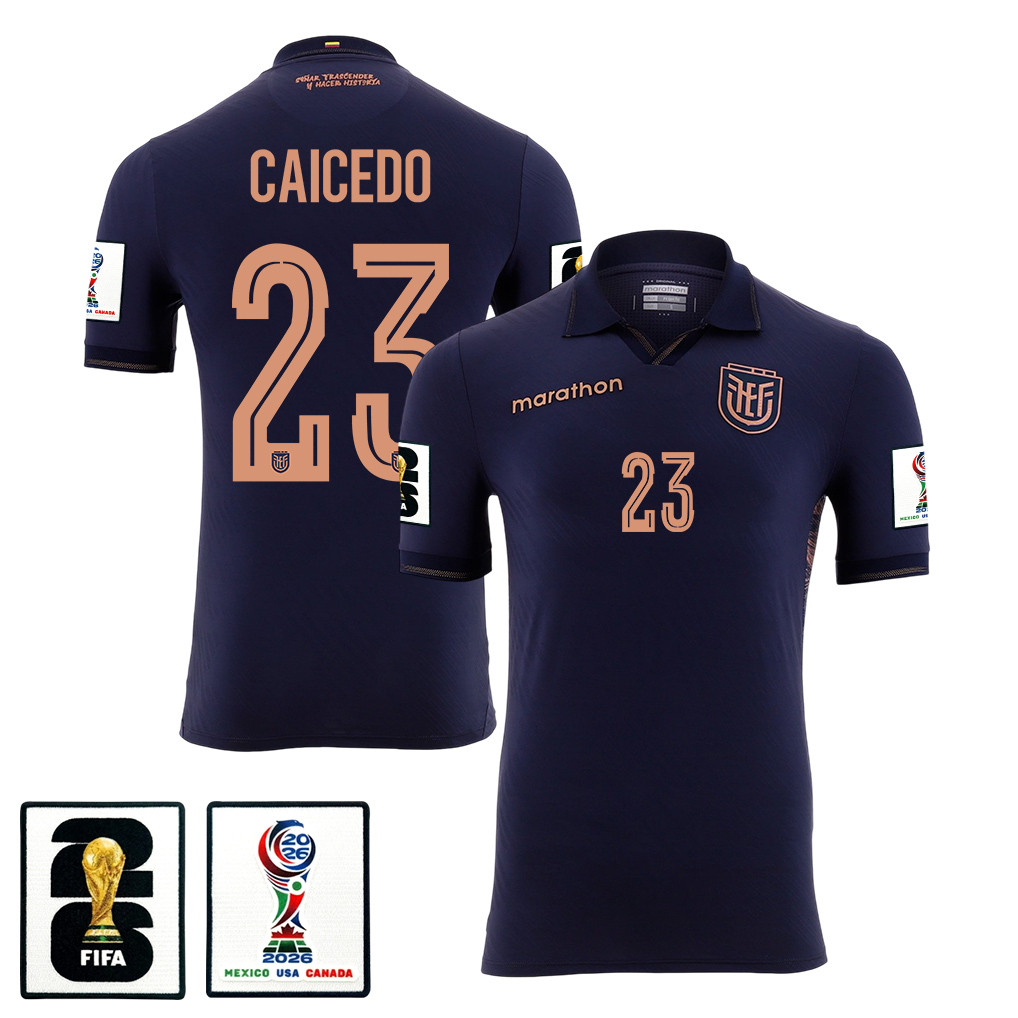 Moisés Caicedo 23 Ecuador National Team 2026 Away Jersey - Navy, Men - Jersey Teams