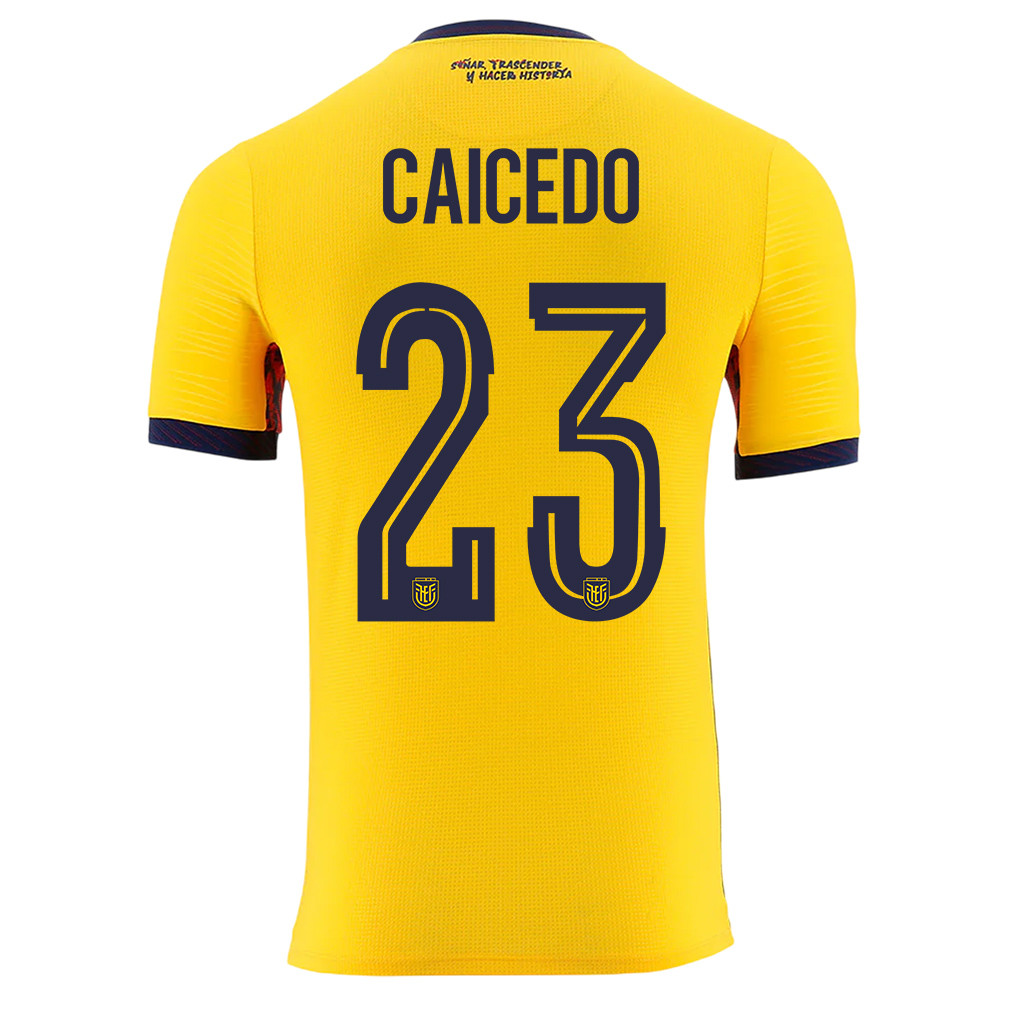 Moisés Caicedo 23 Ecuador National Team 2026 Home Jersey - Yellow, Men - Jersey Teams