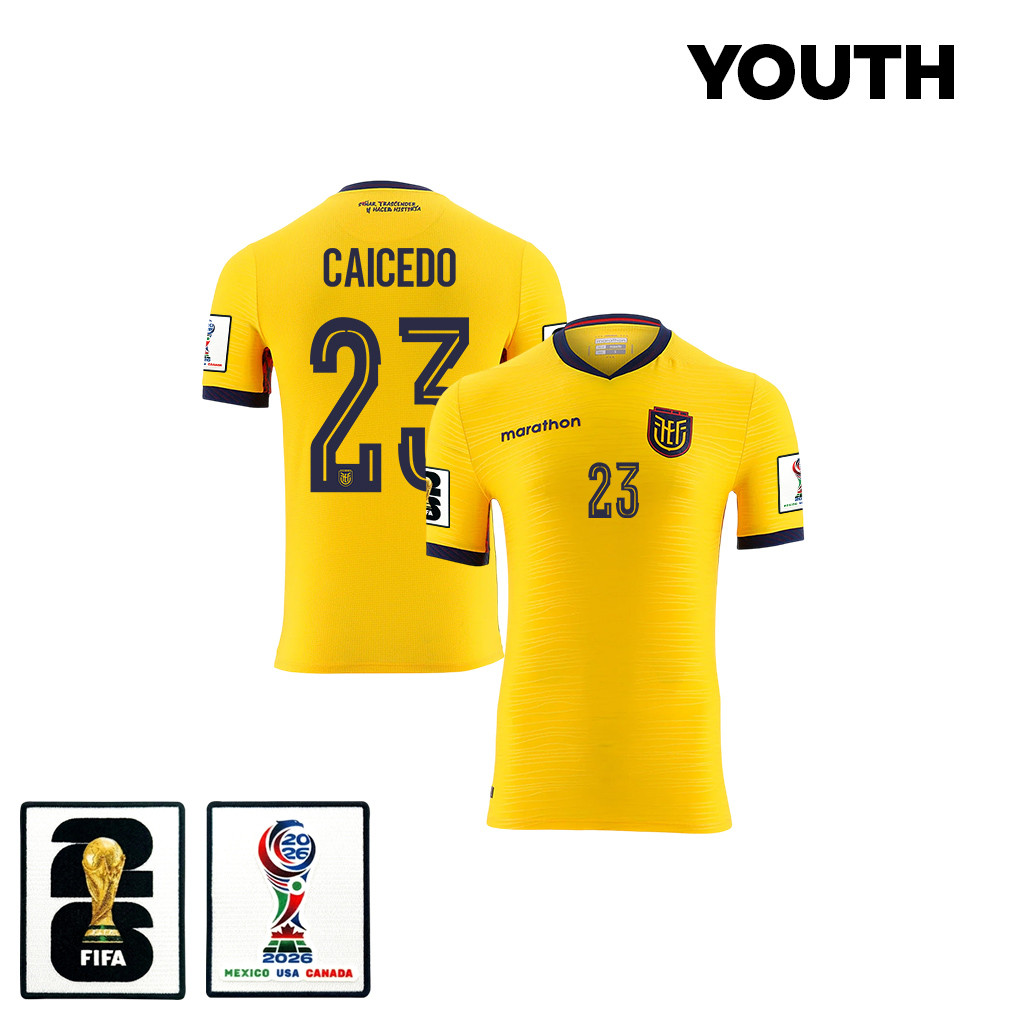 Moisés Caicedo 23 Youth Ecuador National Team 2026 Home Jersey - Yellow - Jersey Teams