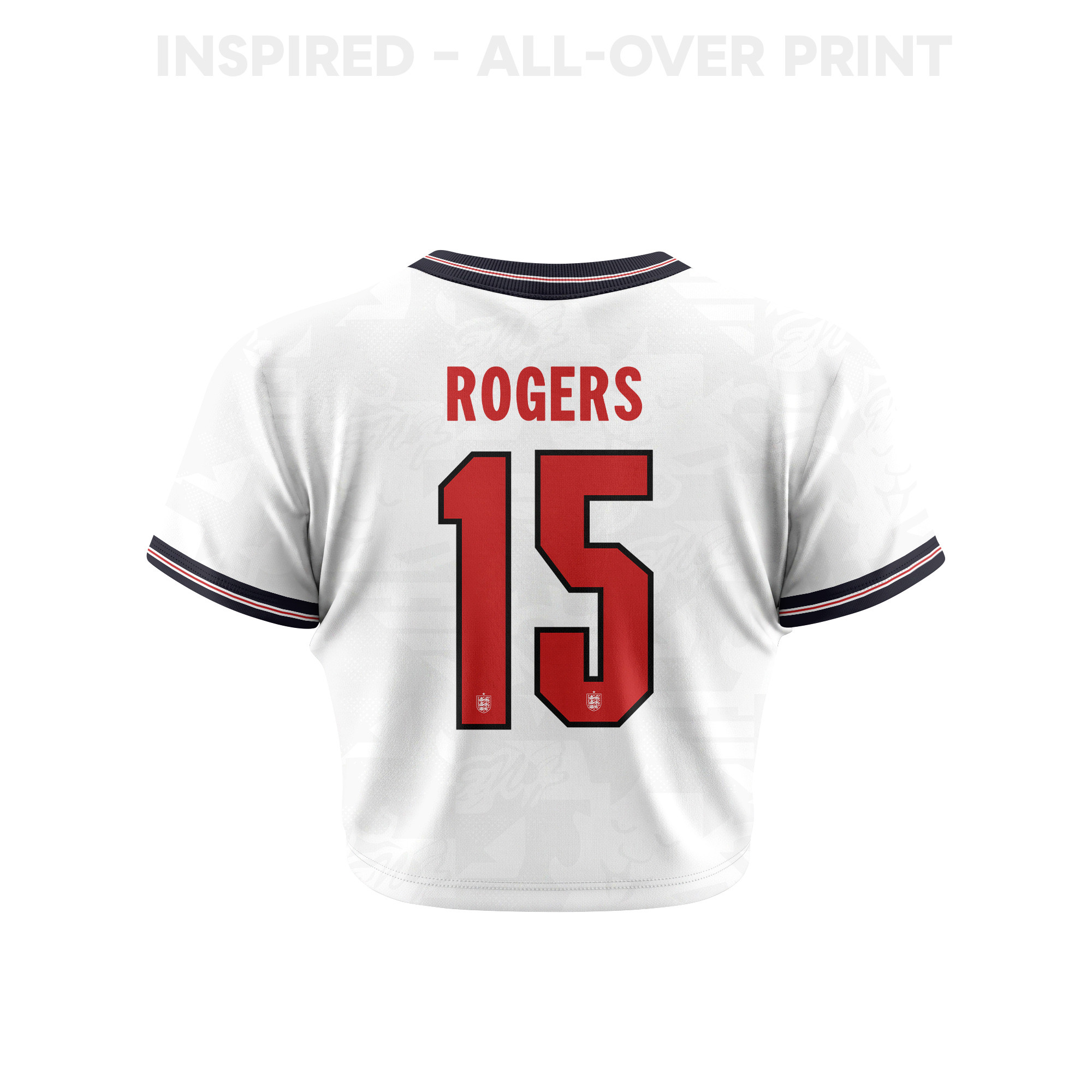 Morgan Rogers 15 England 2026 Women's Home All-Over Print Cropped Jersey - White - Jersey Teams