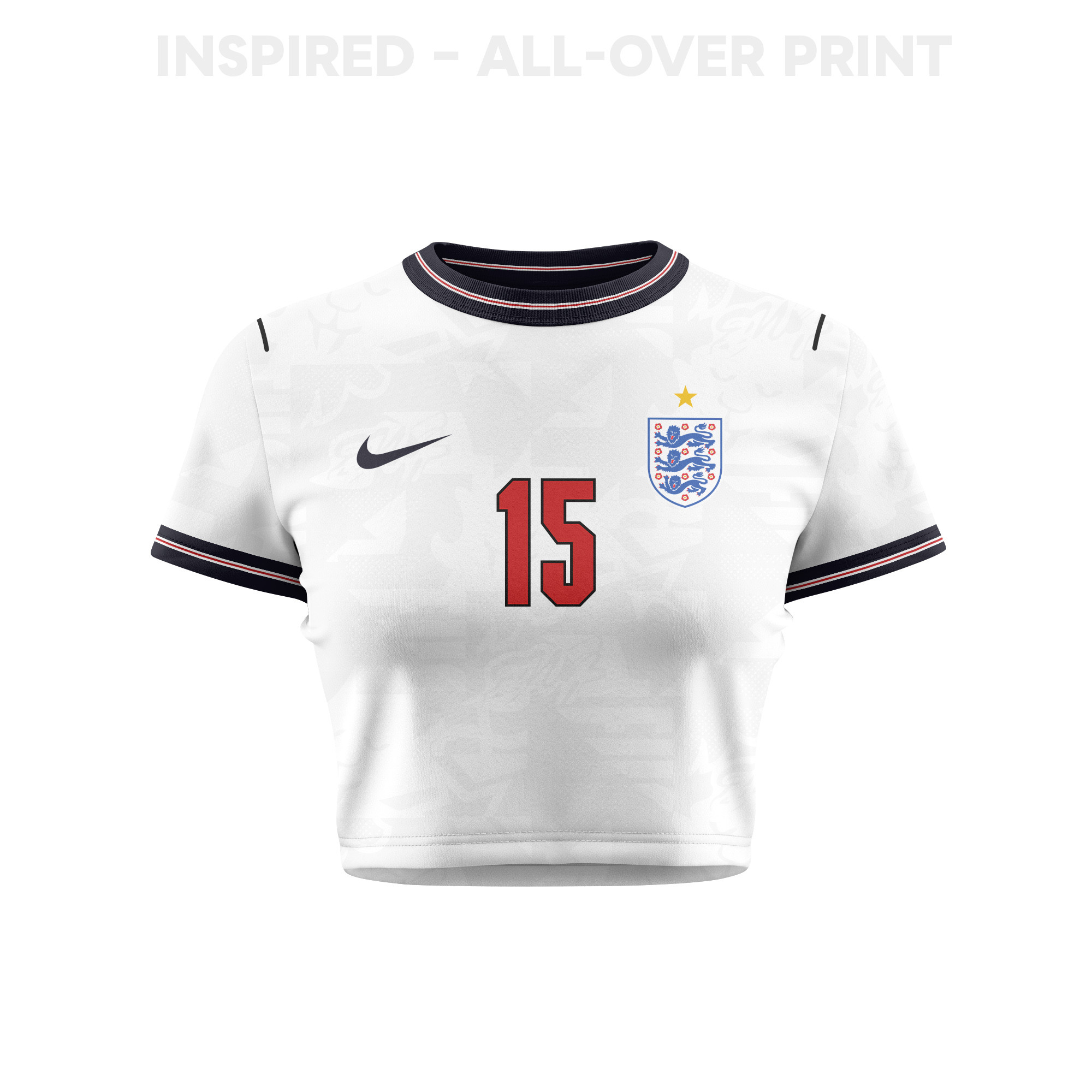 Morgan Rogers 15 England 2026 Women's Home All-Over Print Cropped Jersey - White - Jersey Teams