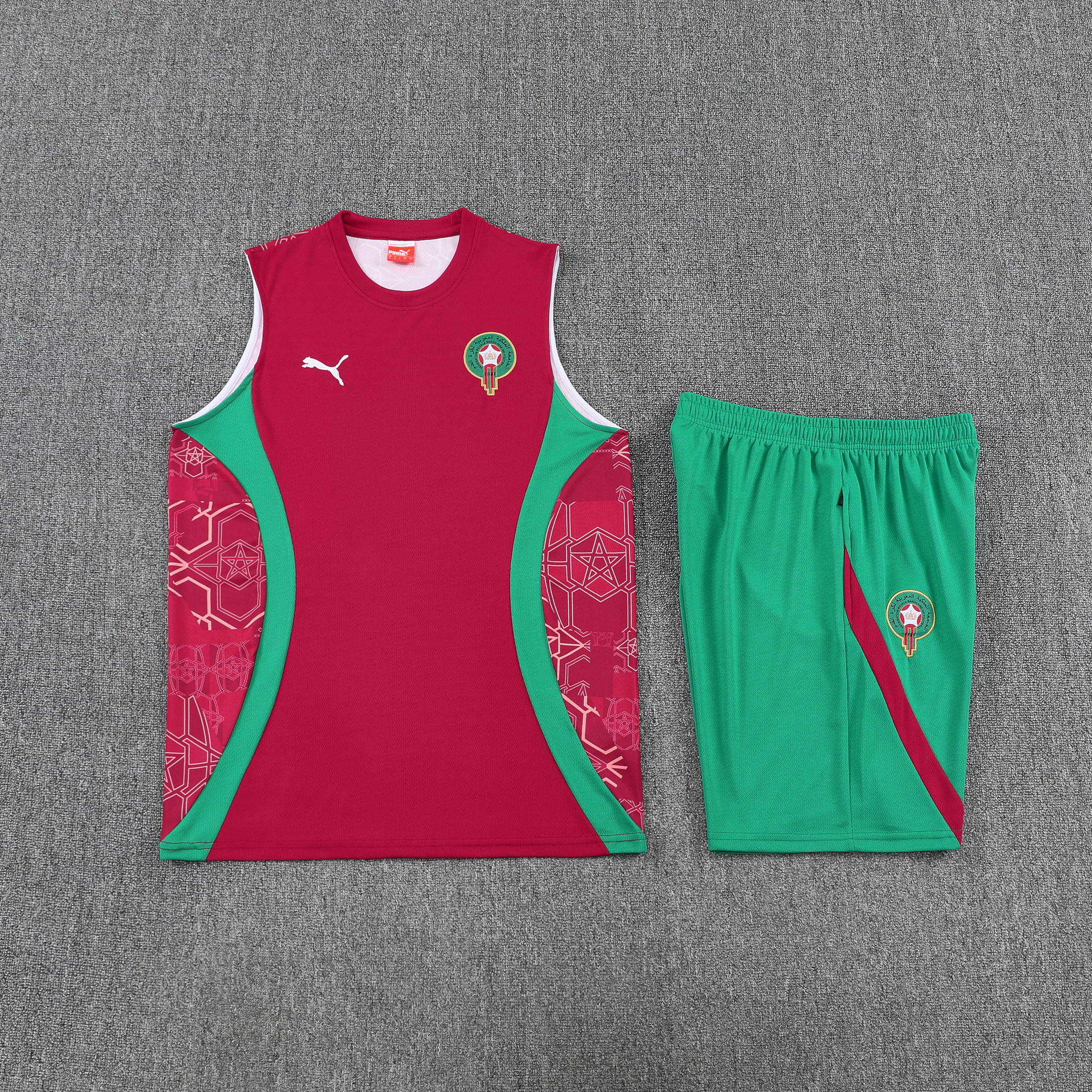 Morocco 2026-27 Sleeveless Training Set Men Soccer Kit – Red - Jersey Teams
