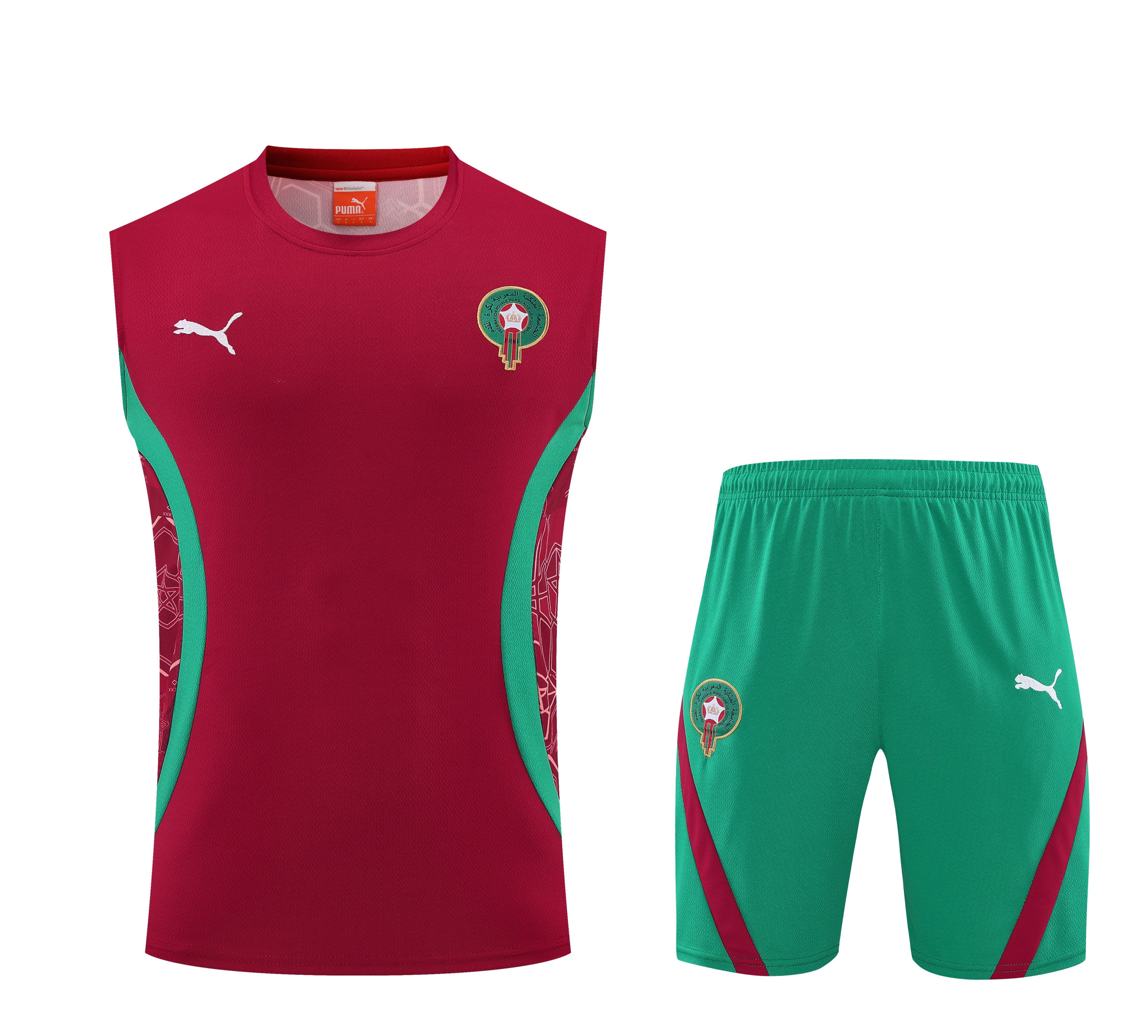 Morocco 2026-27 Sleeveless Training Set Men Soccer Kit – Red - Jersey Teams