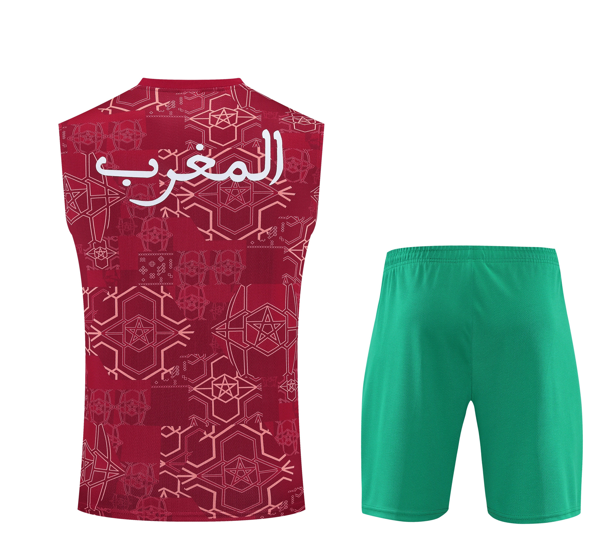 Morocco 2026-27 Sleeveless Training Set Men Soccer Kit – Red - Jersey Teams