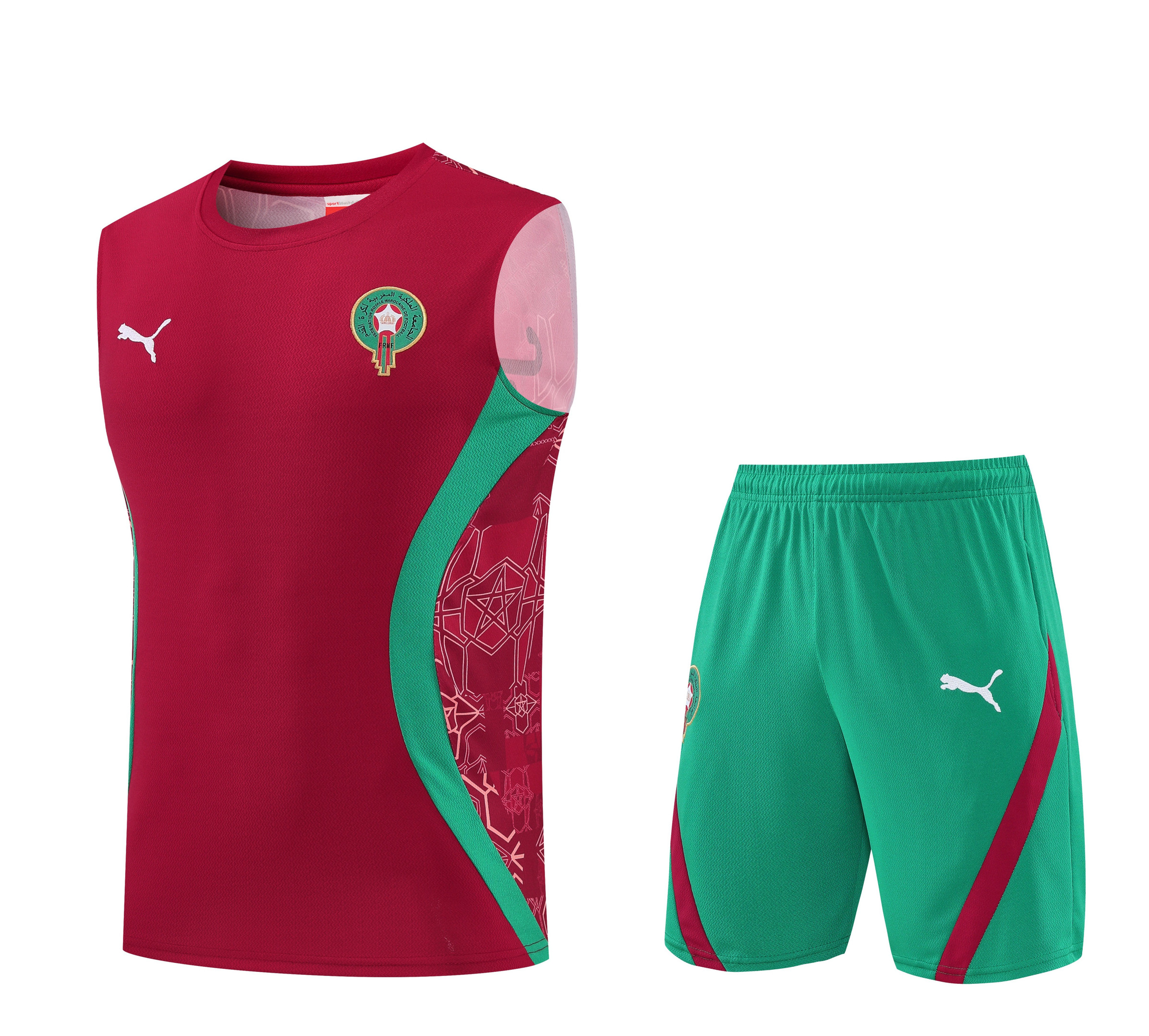 Morocco 2026-27 Sleeveless Training Set Men Soccer Kit – Red - Jersey Teams