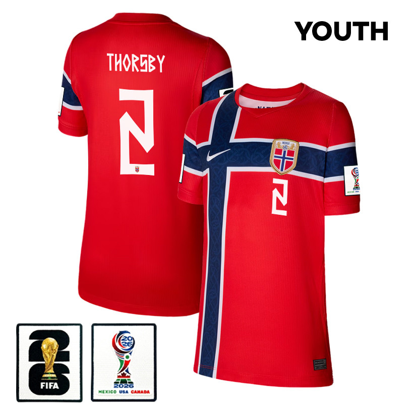 Morten Thorsby 2 Youth Norway National Team 2026 Home Jersey - Red - Jersey Teams