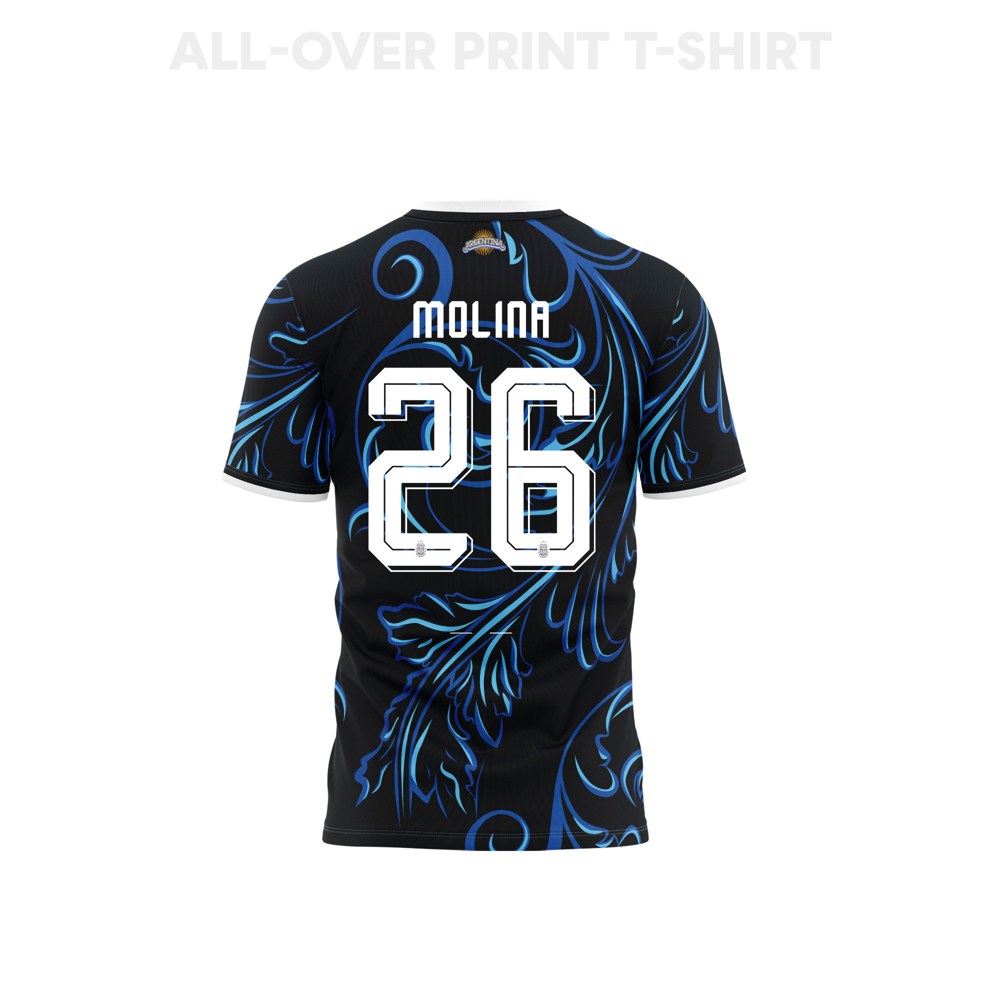 Nahuel Molina 26 Argentina 2026 Away 3D T-Shirt Fully Printed – Unisex, Black - Jersey Teams