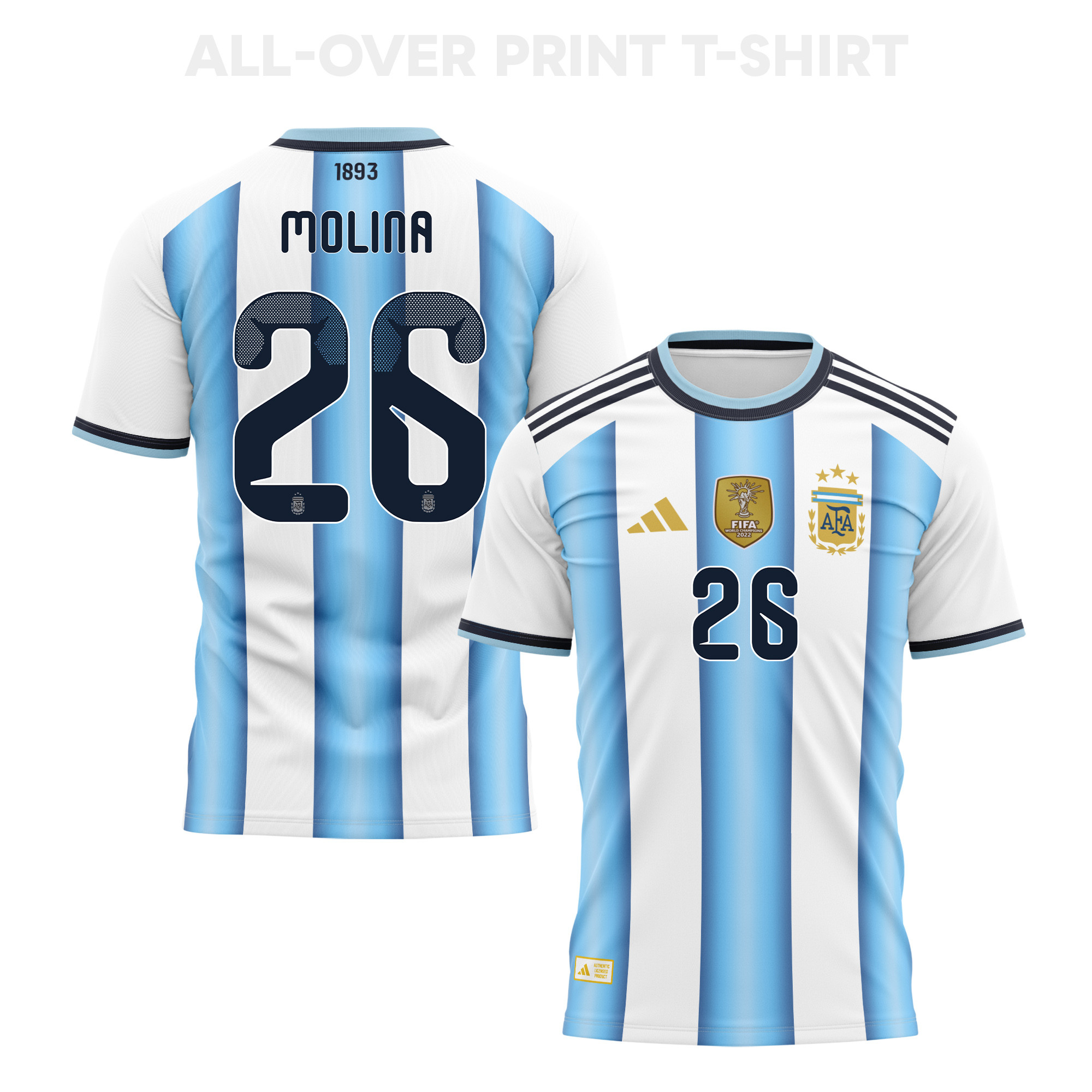 Nahuel Molina 26 Argentina 2026 Home 3D T-Shirt Fully Printed – Unisex, White - Jersey Teams