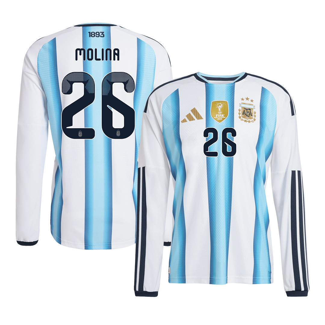 Nahuel Molina 26 Argentina 2026 Home Long Sleeve Jersey – White – Jersey Teams