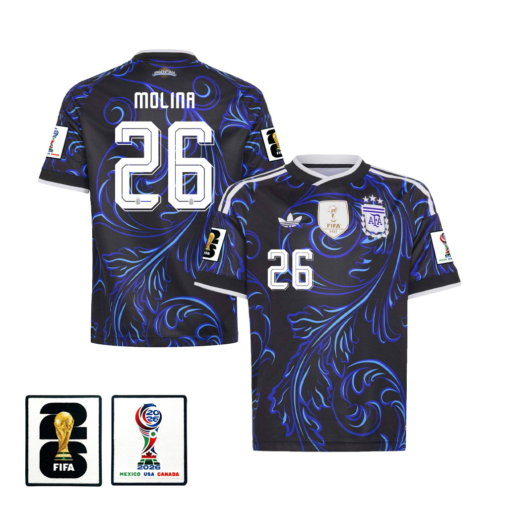 Nahuel Molina 26 Youth Argentina National Team 2026 Away Jersey – Black – Jersey Teams