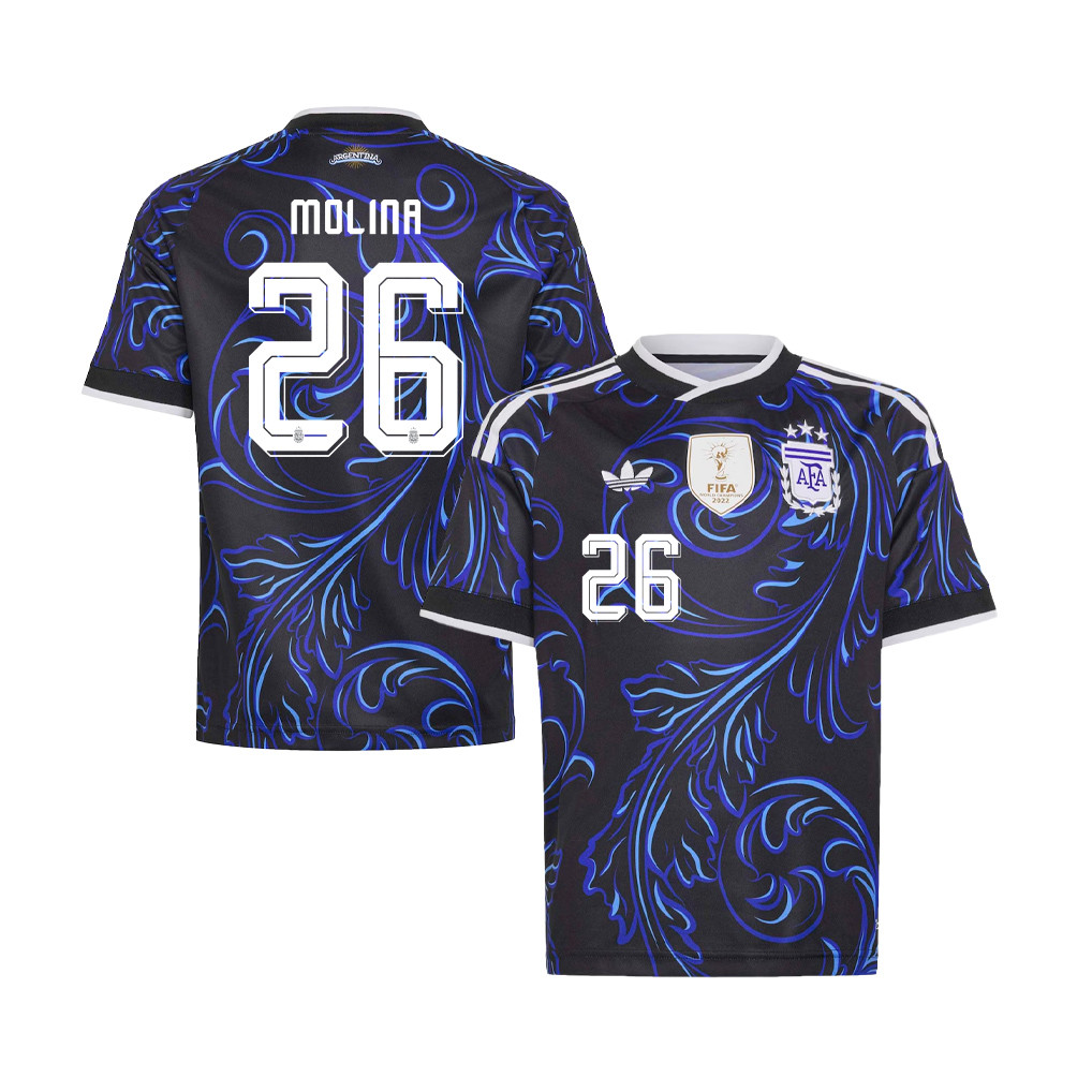 Nahuel Molina 26 Youth Argentina National Team 2026 Away Jersey - Black - Jersey Teams