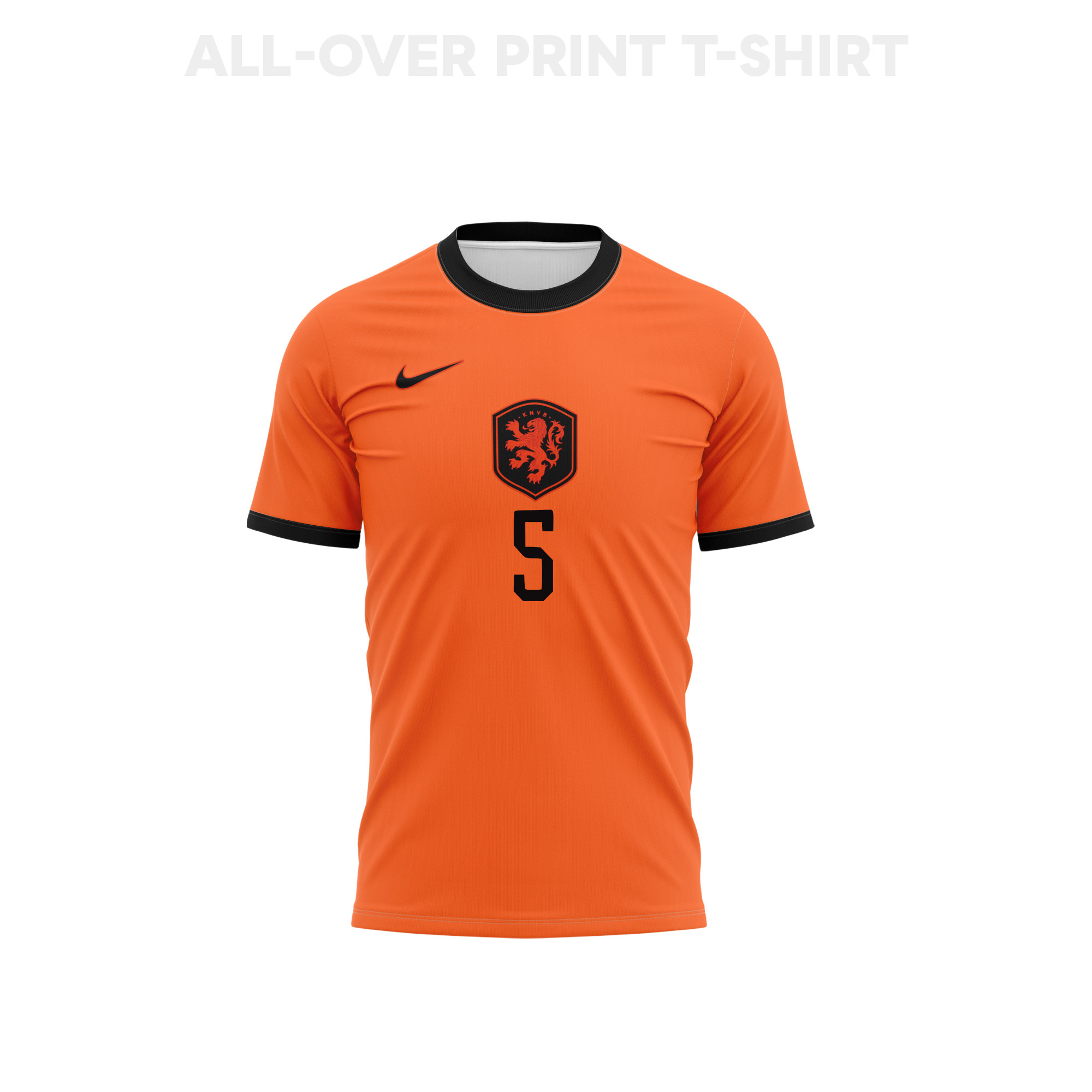 Nathan Aké 5 Netherlands 2026 Home 3D T-Shirt Fully Printed – Unisex, Orange - Jersey Teams