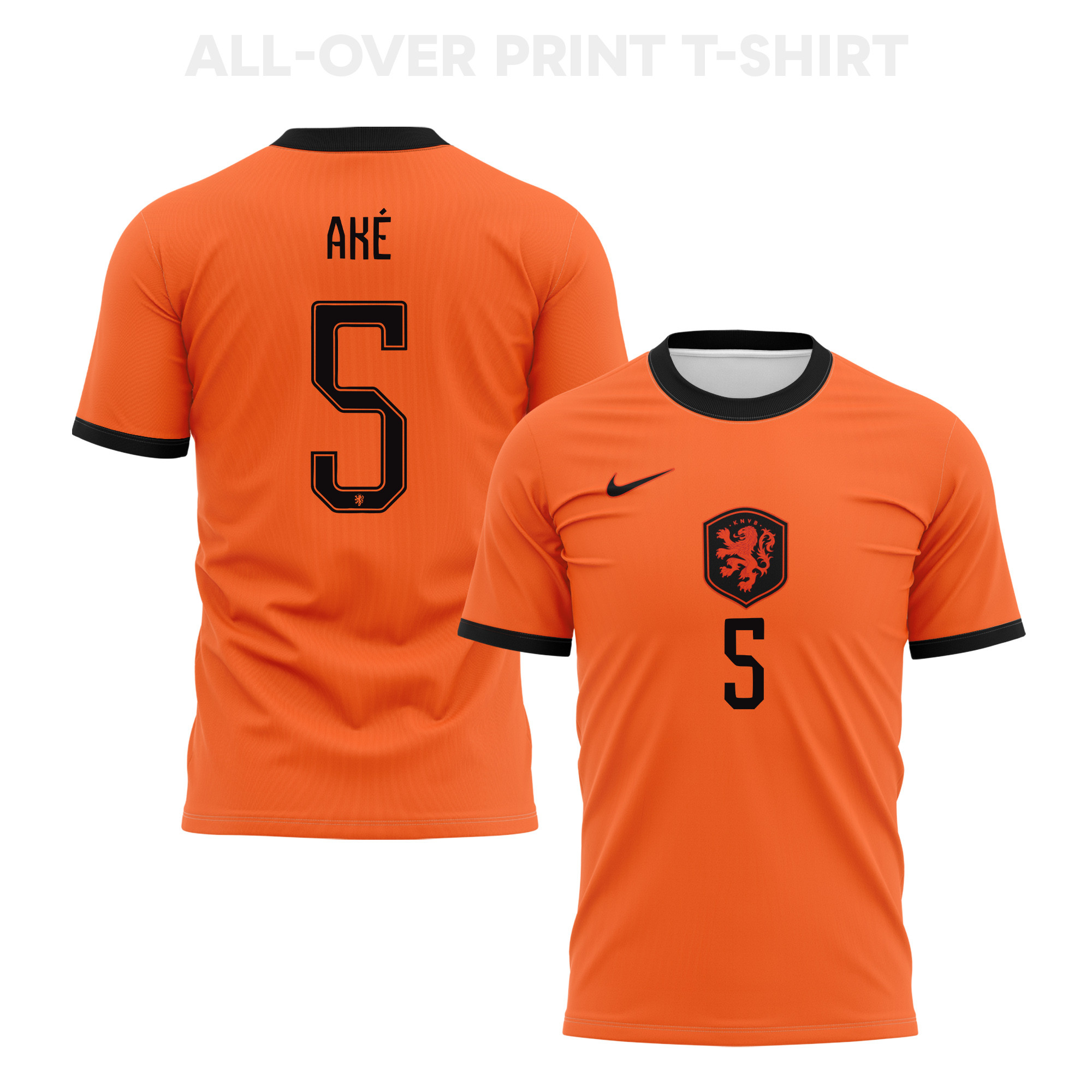 Nathan Aké 5 Netherlands 2026 Home 3D T-Shirt Fully Printed – Unisex, Orange - Jersey Teams