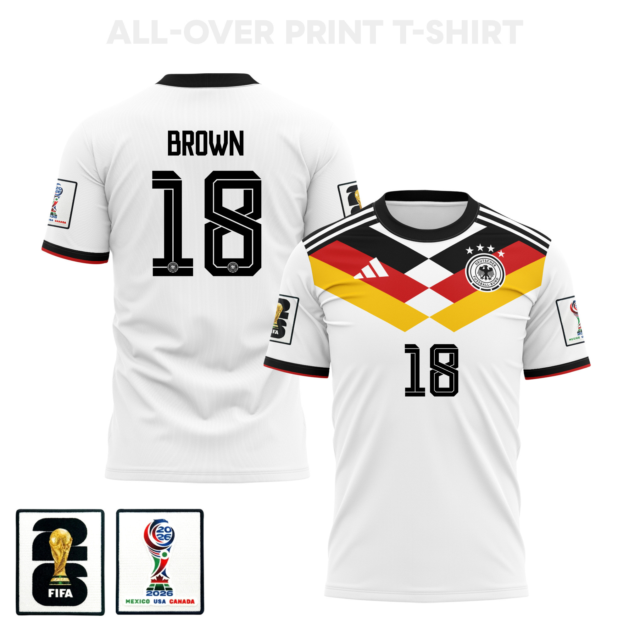 Nathaniel Brown 18 Germany 2026 Home 3D T-Shirt Fully Printed – Unisex, White - Jersey Teams