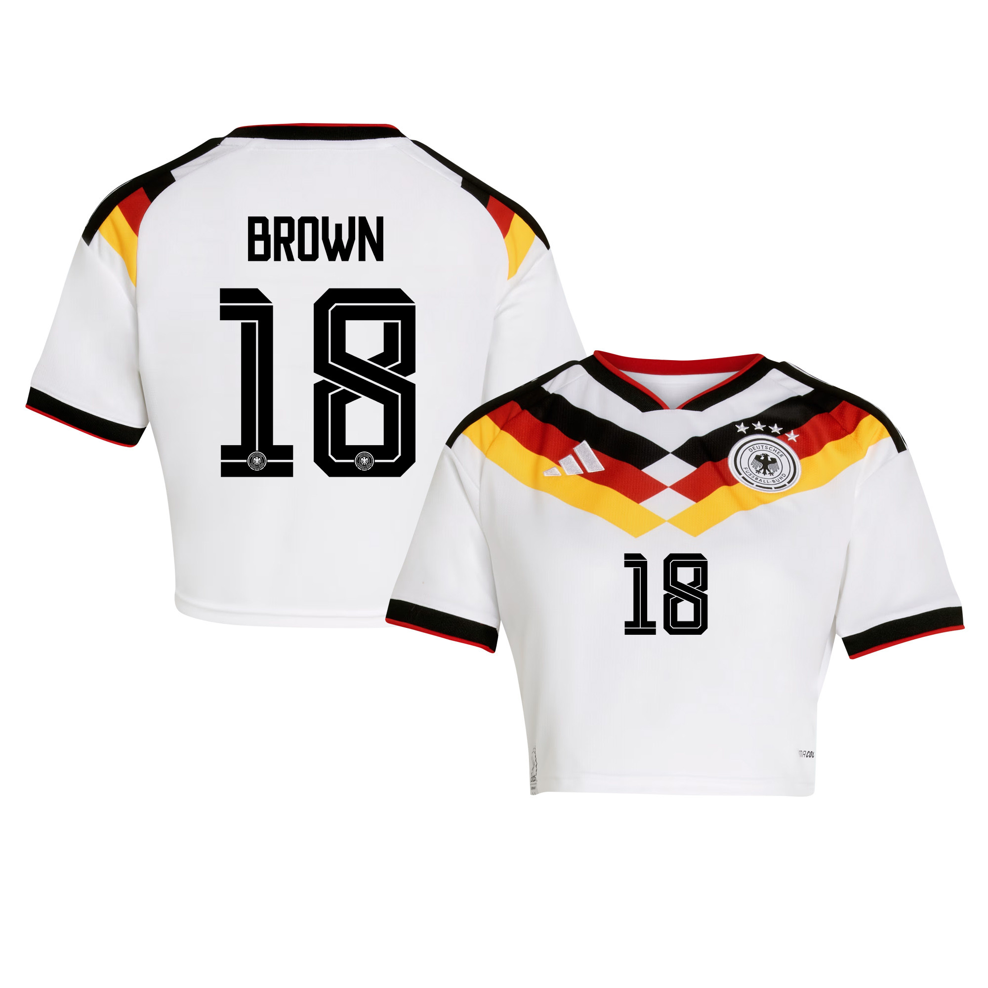 Nathaniel Brown 18 Germany 2026 Home Women’s Cropped Jersey - White - Jersey Teams