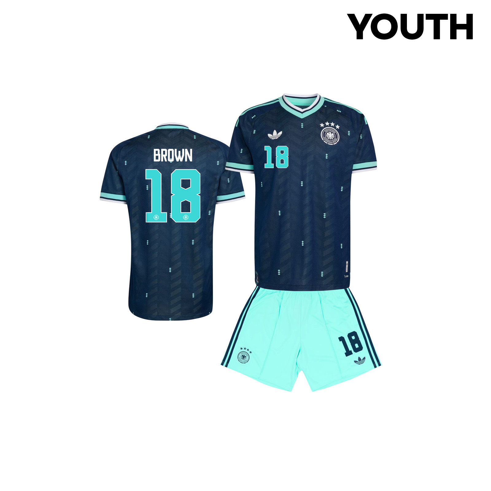 Nathaniel Brown 18 Germany 2026 YOUTH Away Jersey & Shorts Set - Navy - Jersey Teams