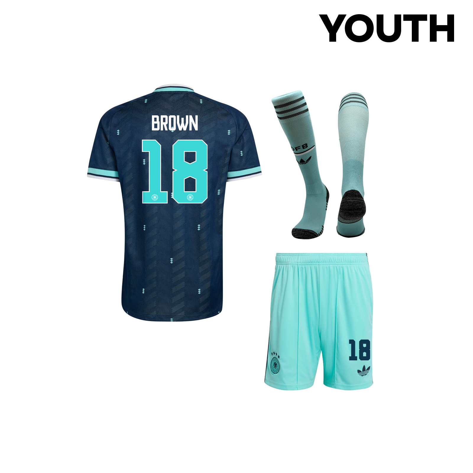 Nathaniel Brown 18 Germany 2026 YOUTH Away Kit Set – Navy - Jersey Teams