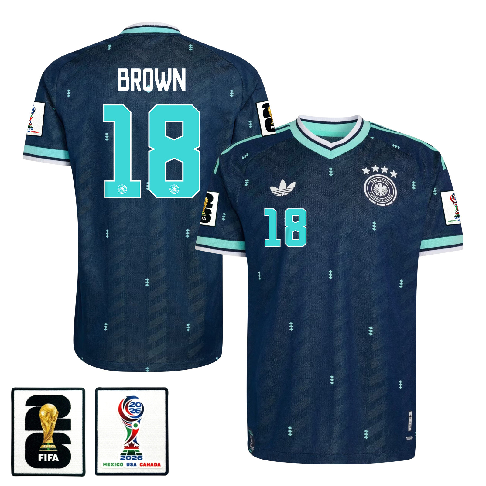 Nathaniel Brown 18 Germany National Team 2026 x World Cup Patch Away Jersey - Navy, Men - Jersey Teams