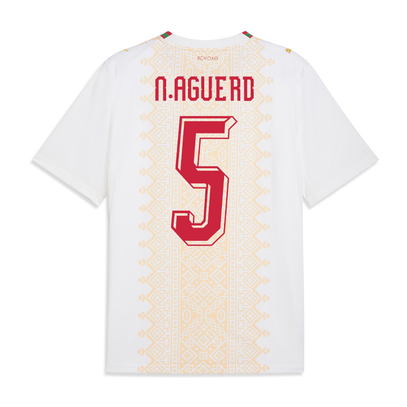 Nayef Aguerd 5 Morocco National Team 2026 Away Jersey - White, Men - Jersey Teams