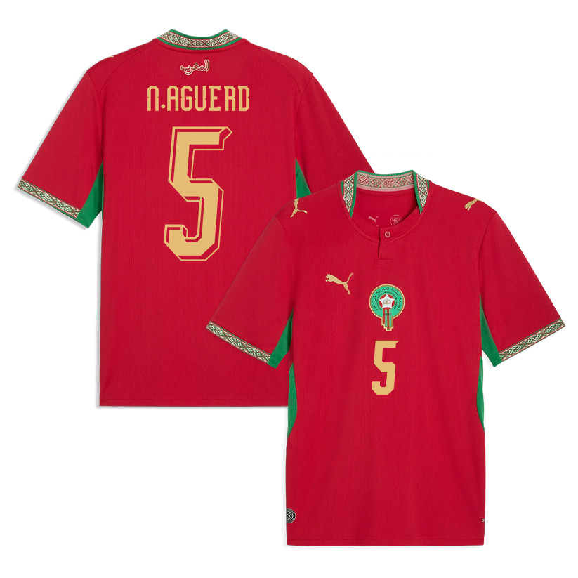 Nayef Aguerd 5 Morocco National Team 2026 Home Jersey - Red, Men - Jersey Teams