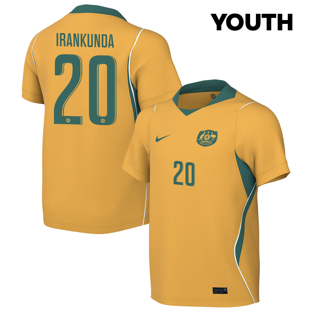 Nestory Irankunda 20 Youth Australia National Team 2026 Home Jersey - Yellow - Jersey Teams