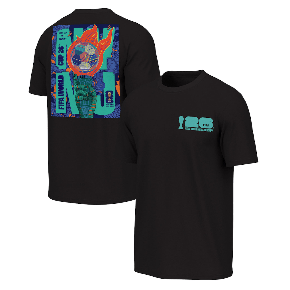 New York Host City 2026 FIFA World Cup Poster Graphic T-Shirt - Black - Jersey Teams