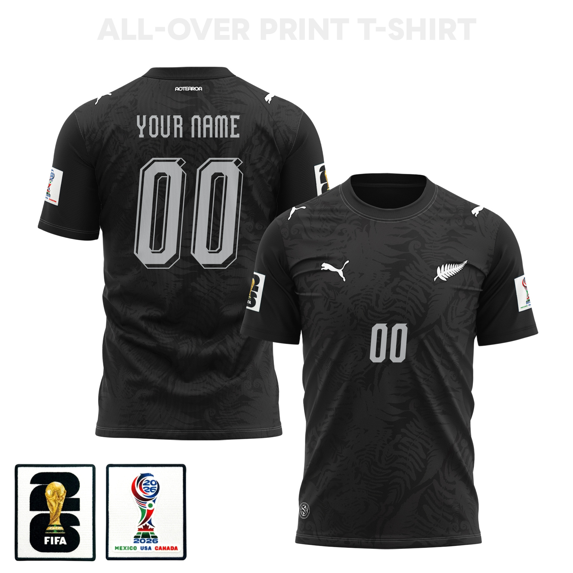 New Zealand 2026 Home 3D T-Shirt Fully Printed – Personalized – Unisex, Black – Jersey Teams