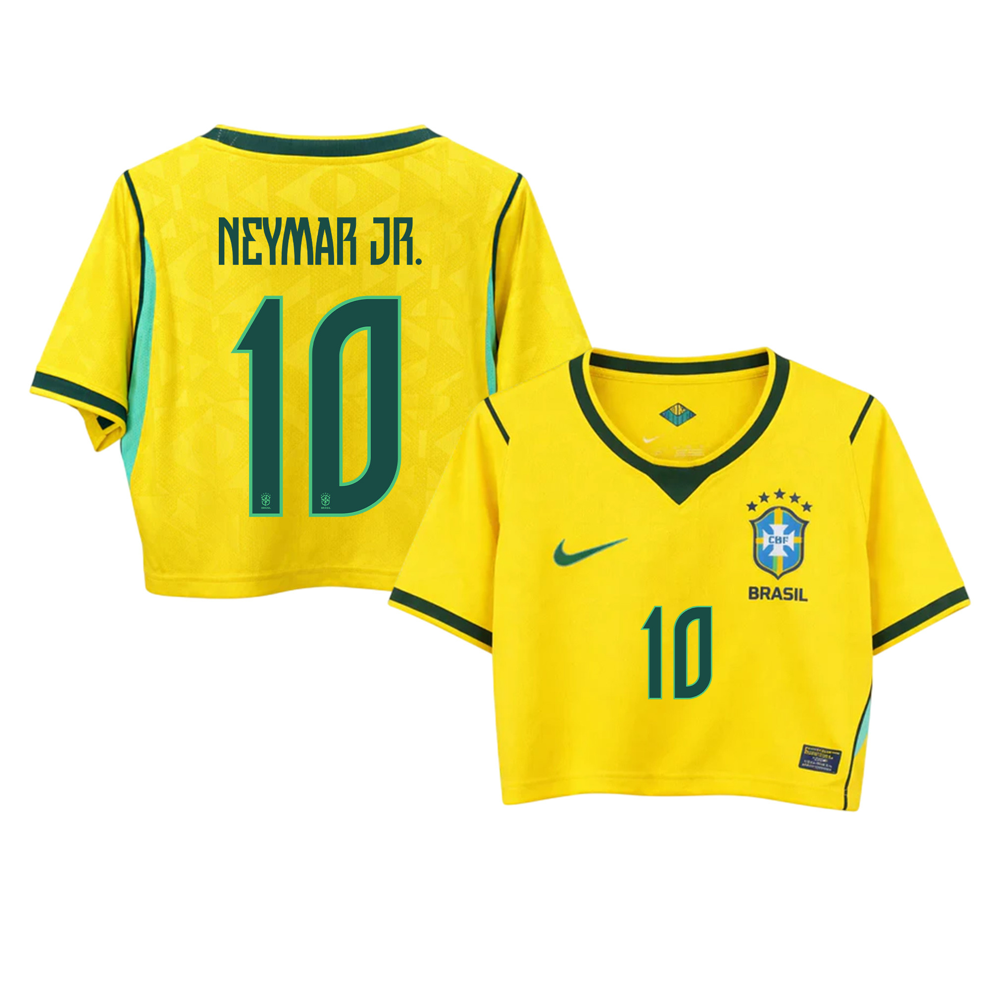 Neymar 10 Brazil 2026 Home Women’s Cropped Jersey - Yellow - Jersey Teams