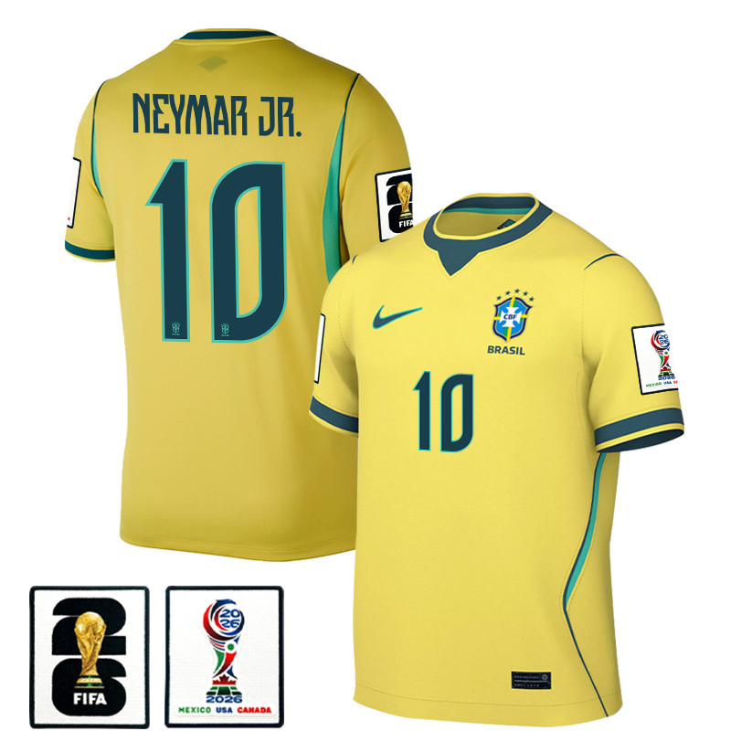 Neymar 10 Brazil National Team 2026 x World Cup Patch Home Jersey - Yellow, Men - Jersey Teams