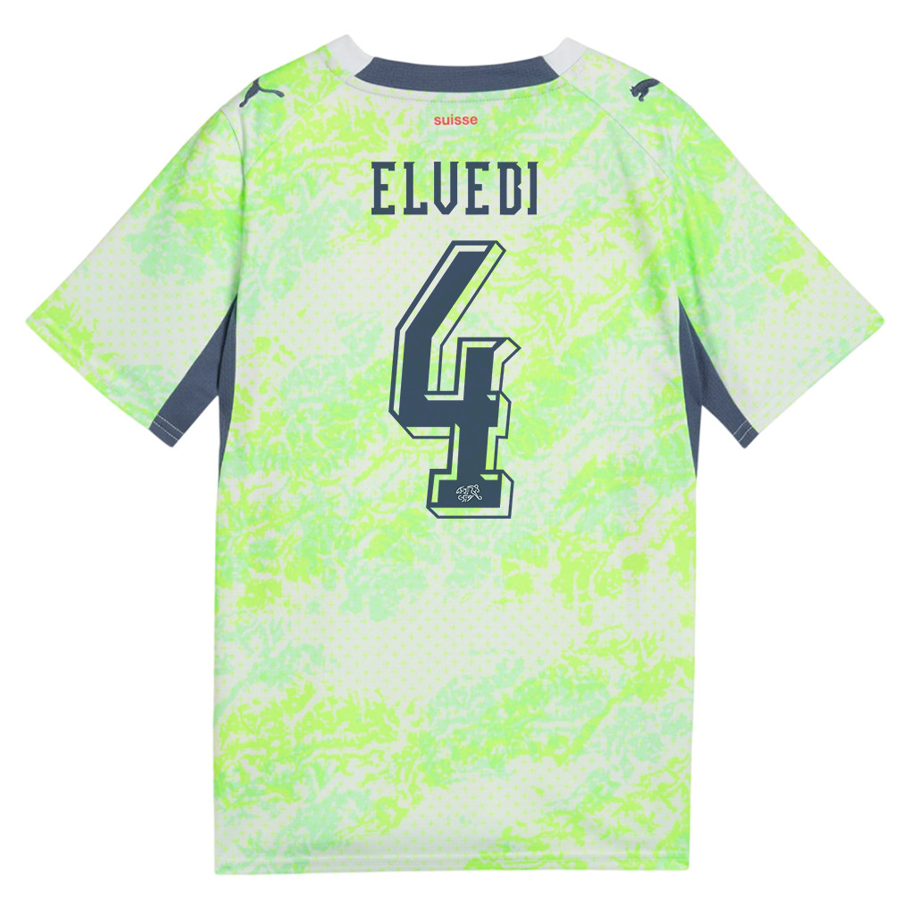 Nico Elvedi 4 Youth Switzerland National Team 2026 Away Jersey - Green - Jersey Teams