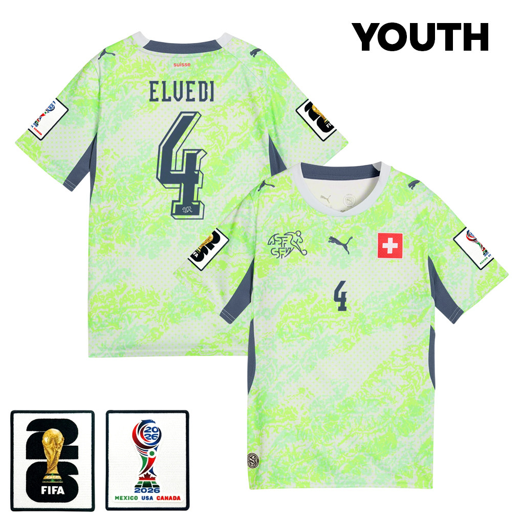 Nico Elvedi 4 Youth Switzerland National Team 2026 Away Jersey - Green - Jersey Teams