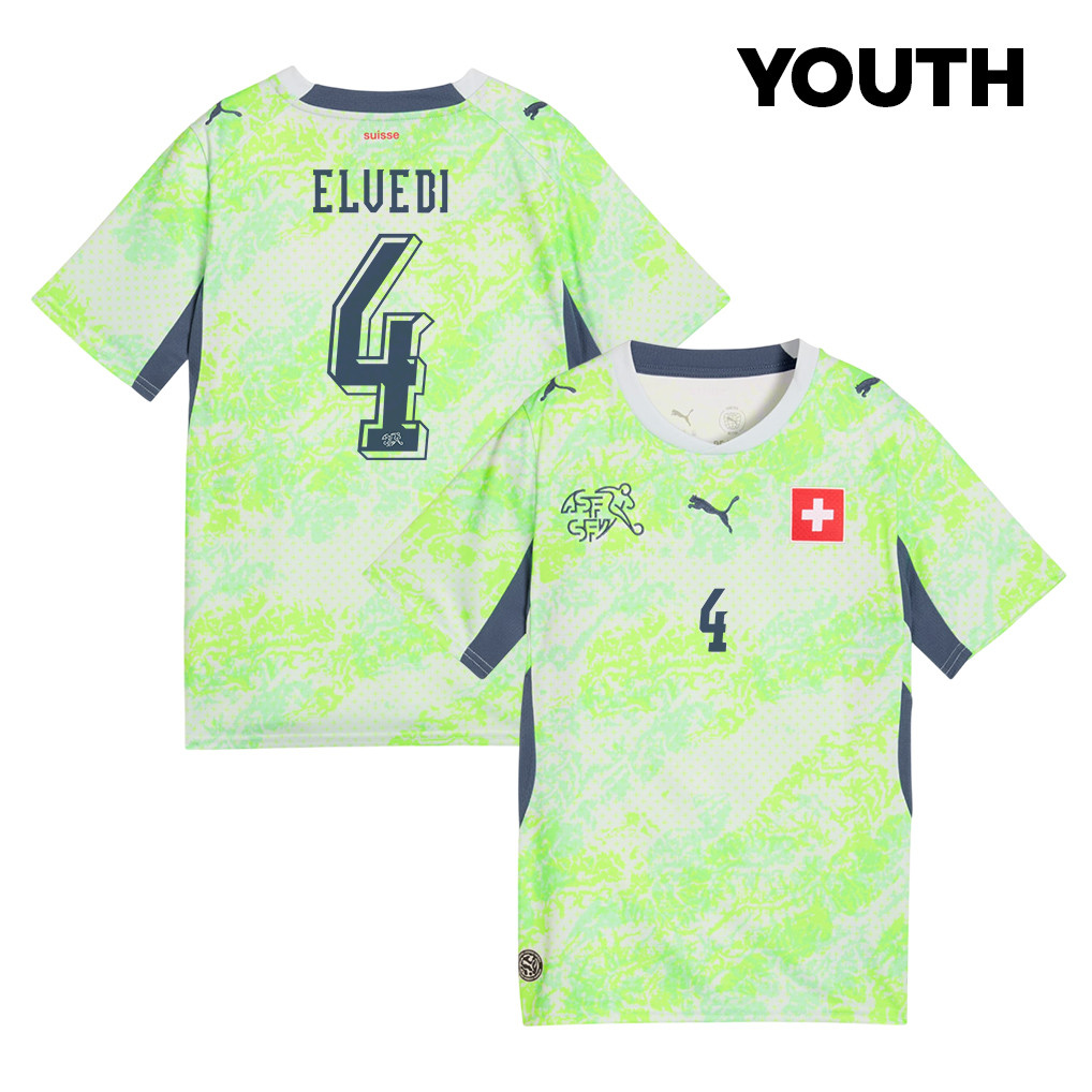 Nico Elvedi 4 Youth Switzerland National Team 2026 Away Jersey - Green - Jersey Teams