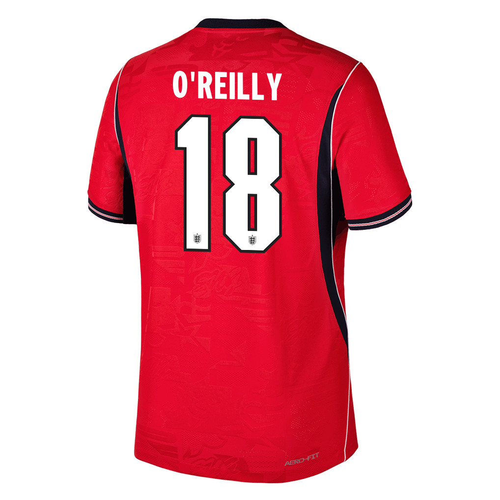 Nico O'Reilly 18 England National Team 2026 Away Jersey - Red, Men - Jersey Teams