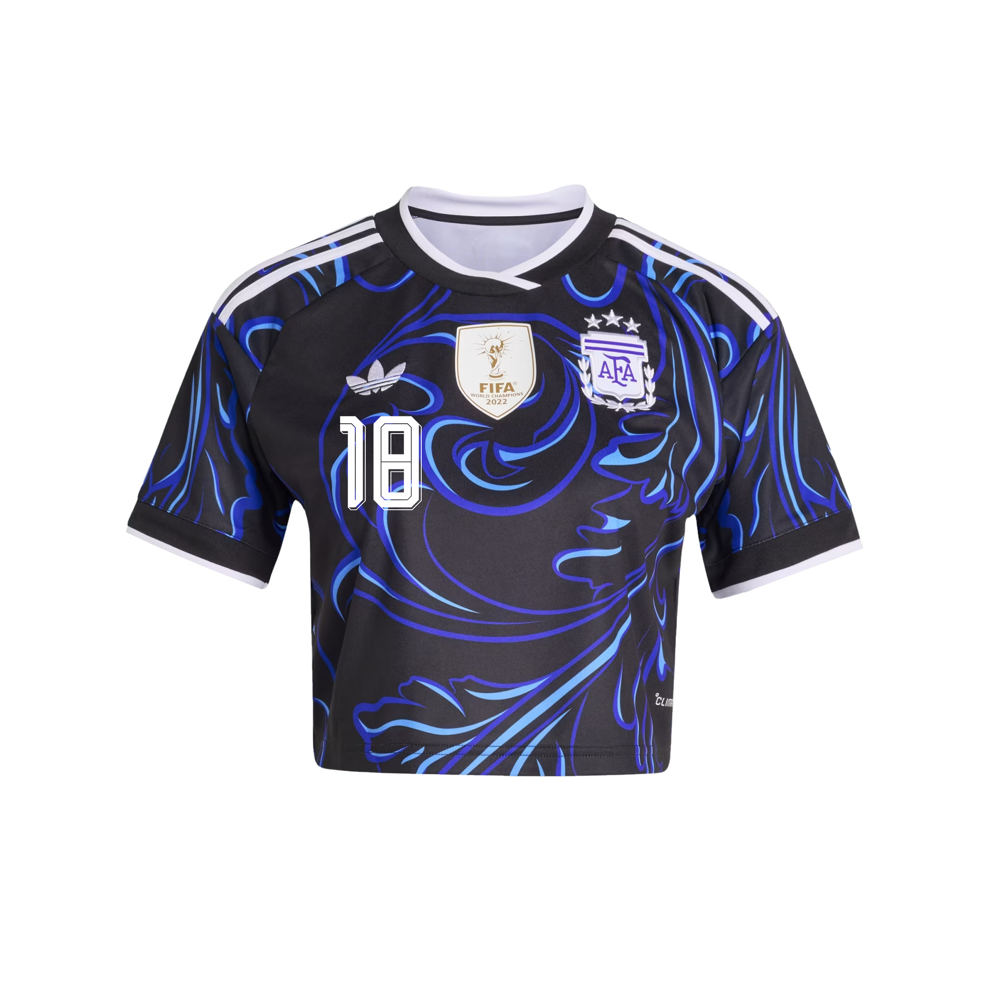 Nico Paz 18 Argentina 2026 Away Women’s Cropped Jersey - Black - Jersey Teams
