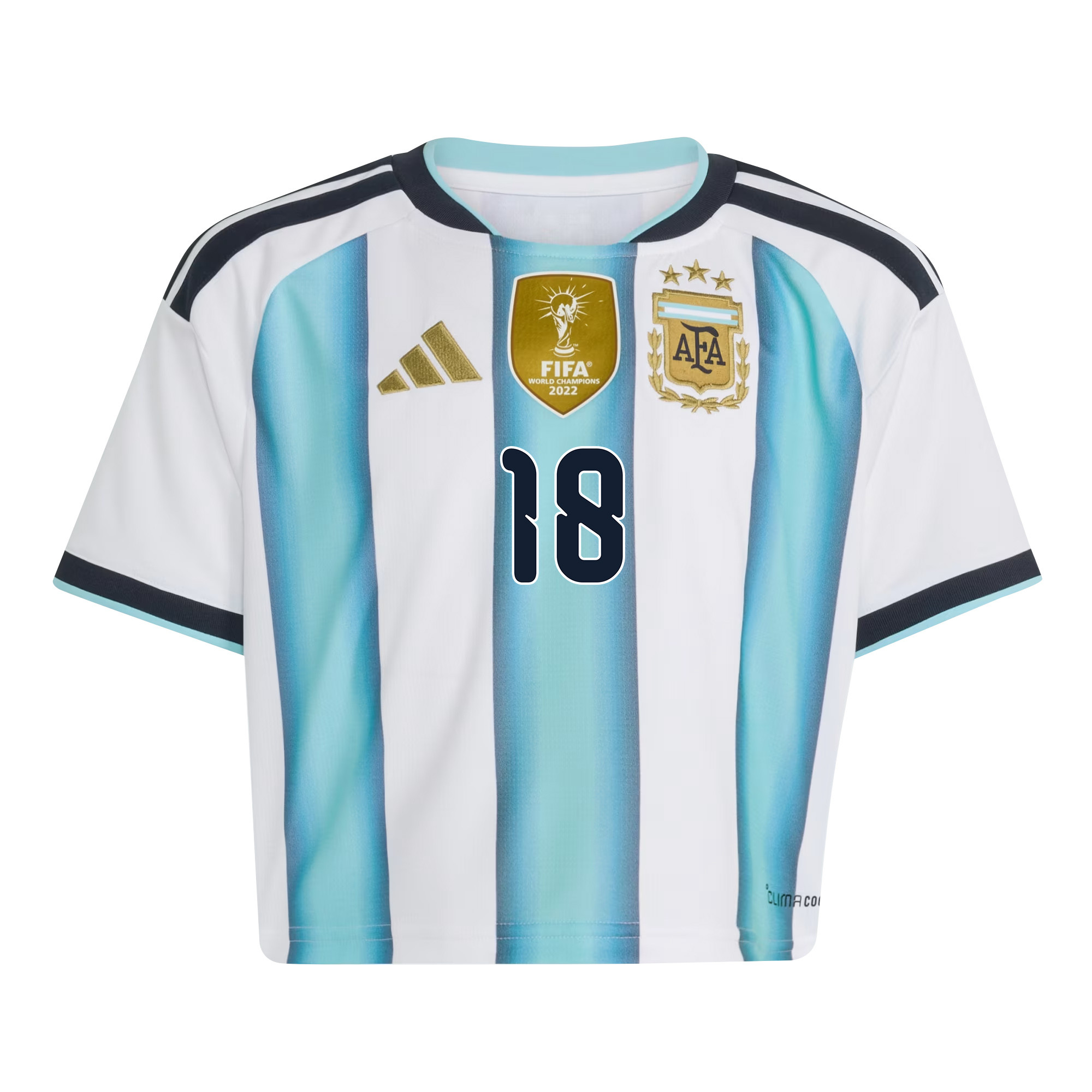 Nico Paz 18 Argentina 2026 Home Women’s Cropped Jersey - White - Jersey Teams