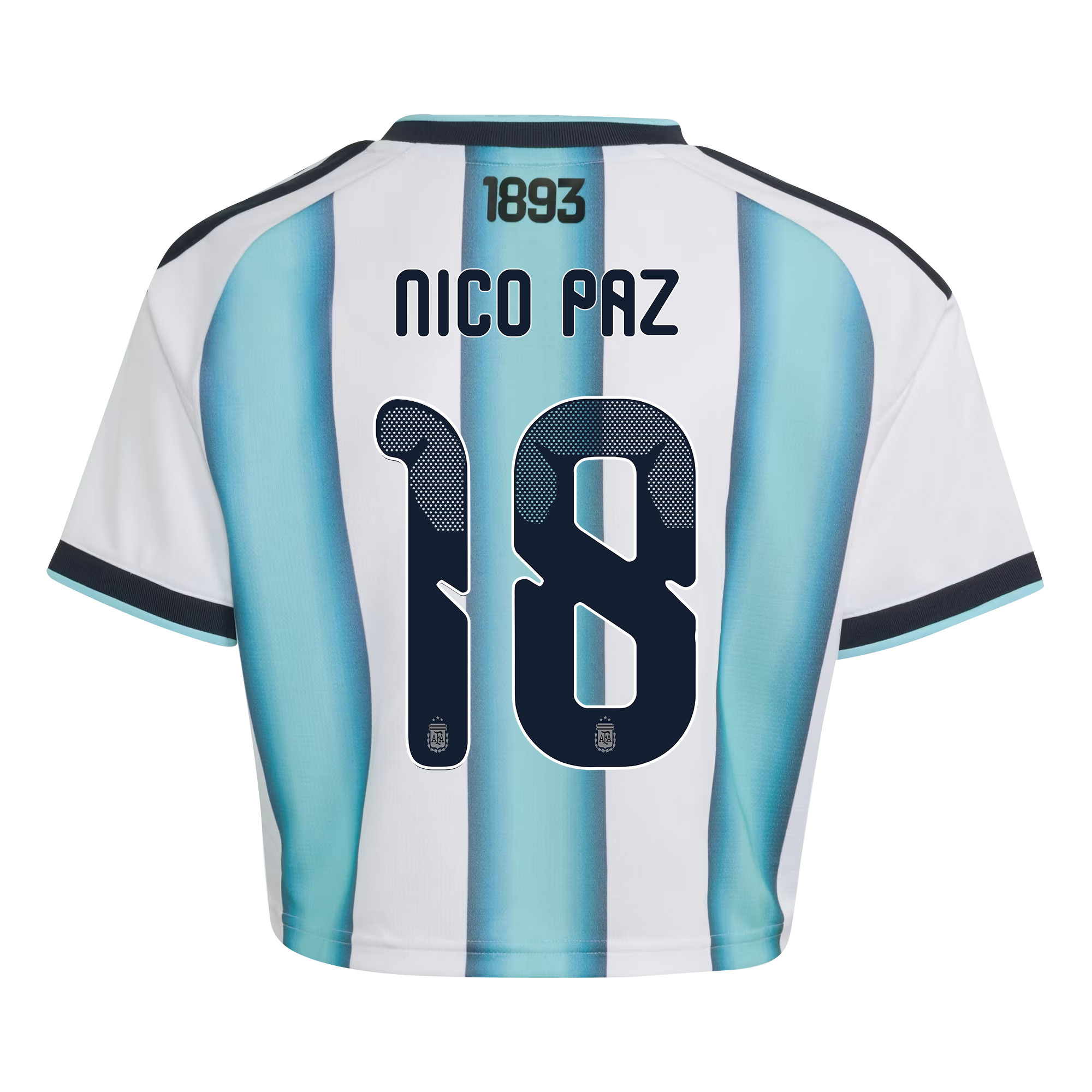 Nico Paz 18 Argentina 2026 Home Women’s Cropped Jersey - White - Jersey Teams