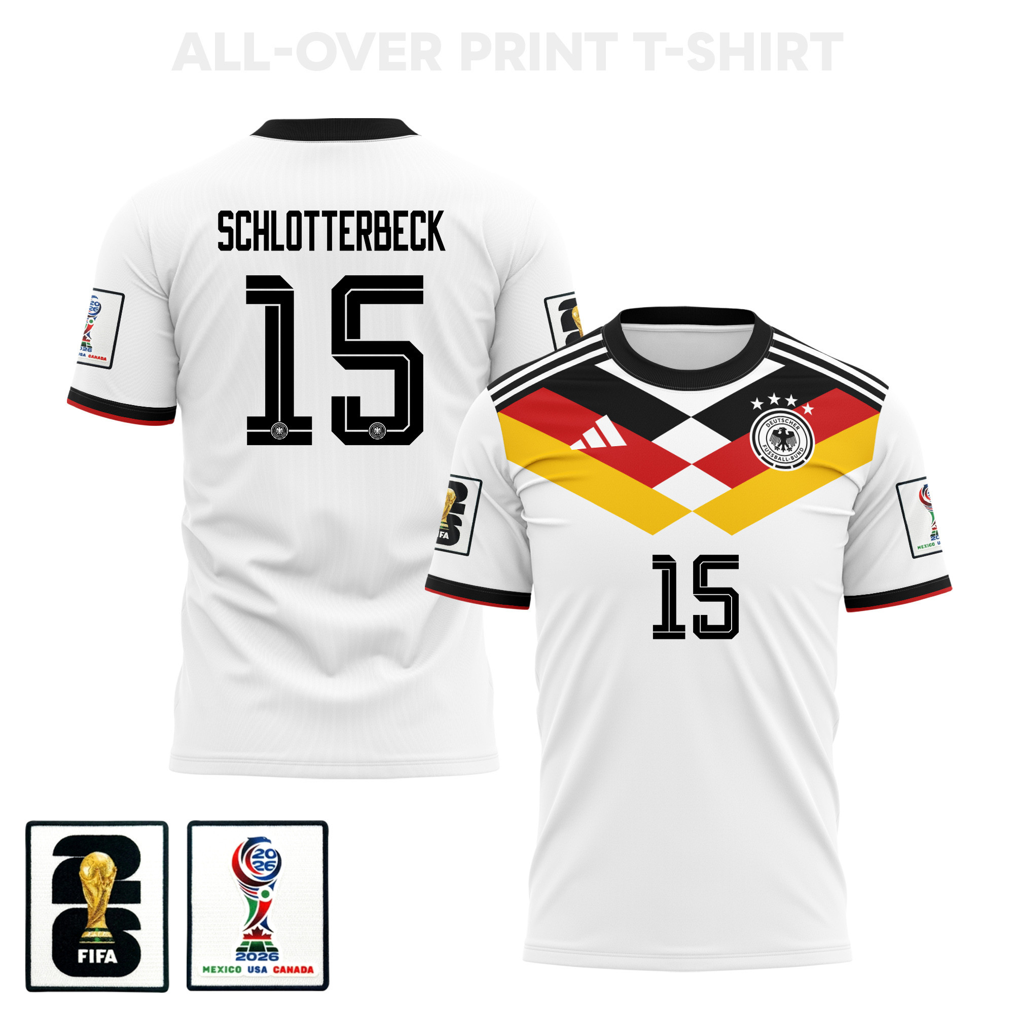 Nico Schlotterbeck 15 Germany 2026 Home 3D T-Shirt Fully Printed – Unisex, White - Jersey Teams