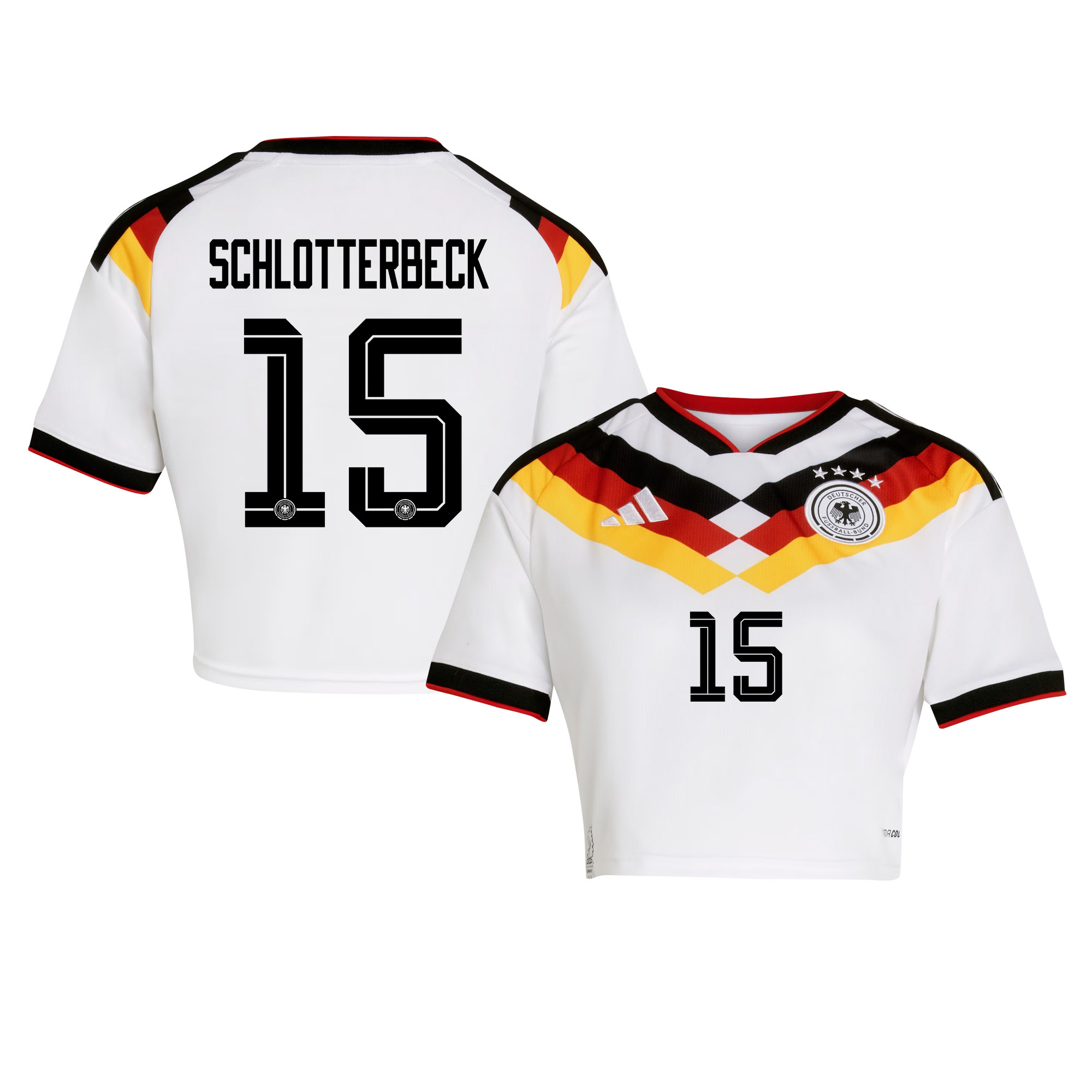 Nico Schlotterbeck 15 Germany 2026 Home Women’s Cropped Jersey - White - Jersey Teams