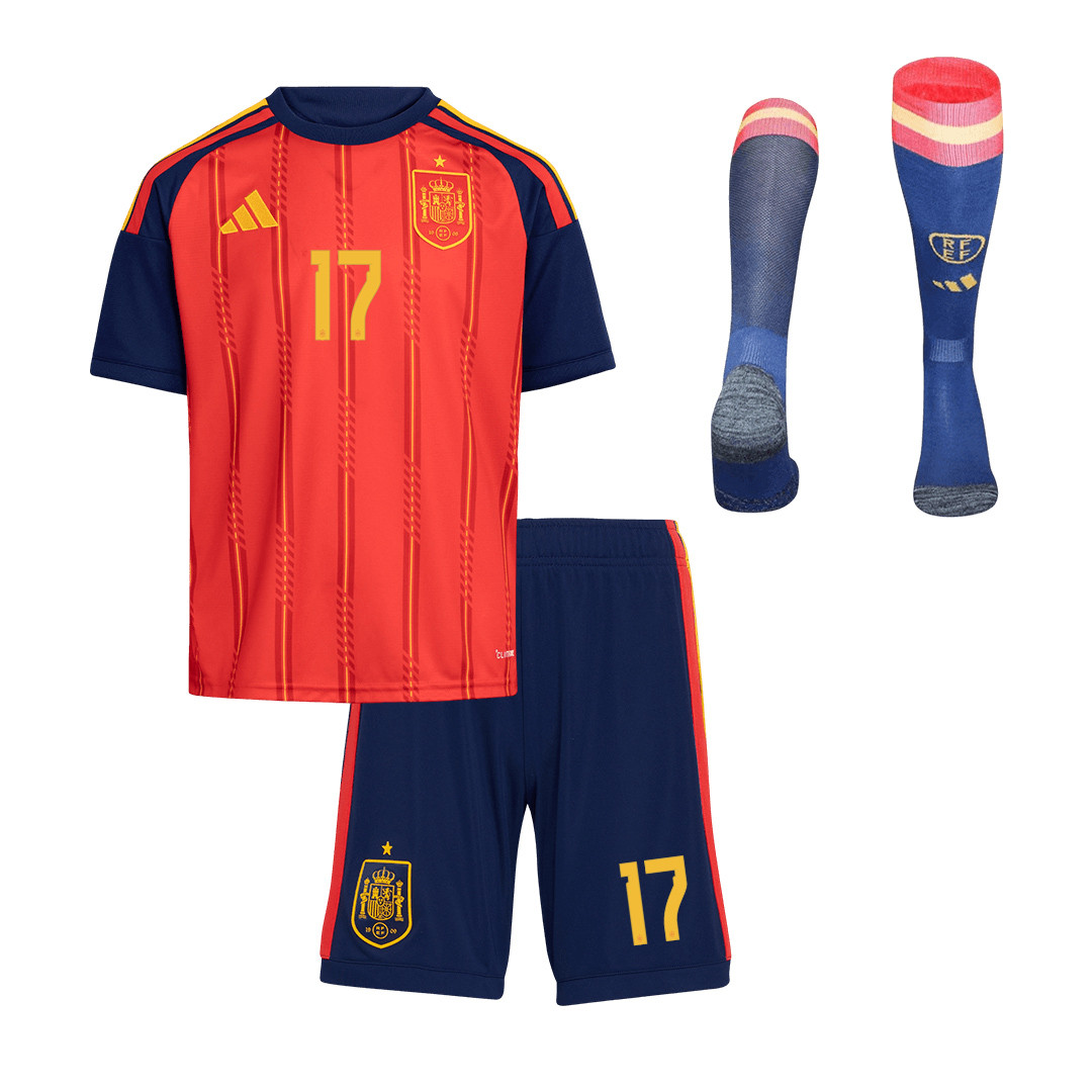 Nico Williams 17 Spain 2026 Home Men Kit Set – Red - Jersey Teams