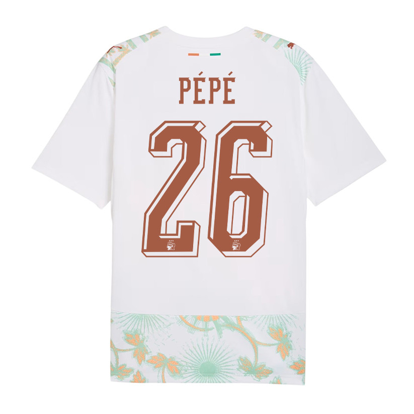 Nicolas Pépé 26 Ivory Coast National Team 2026 Away Jersey - White, Men - Jersey Teams
