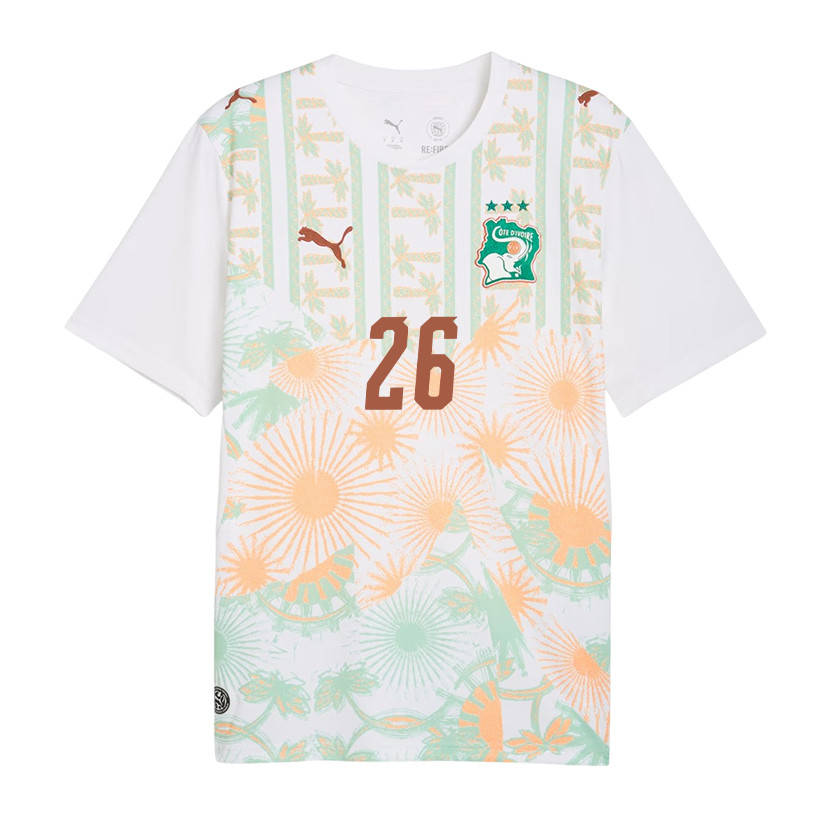 Nicolas Pépé 26 Ivory Coast National Team 2026 Away Jersey - White, Men - Jersey Teams